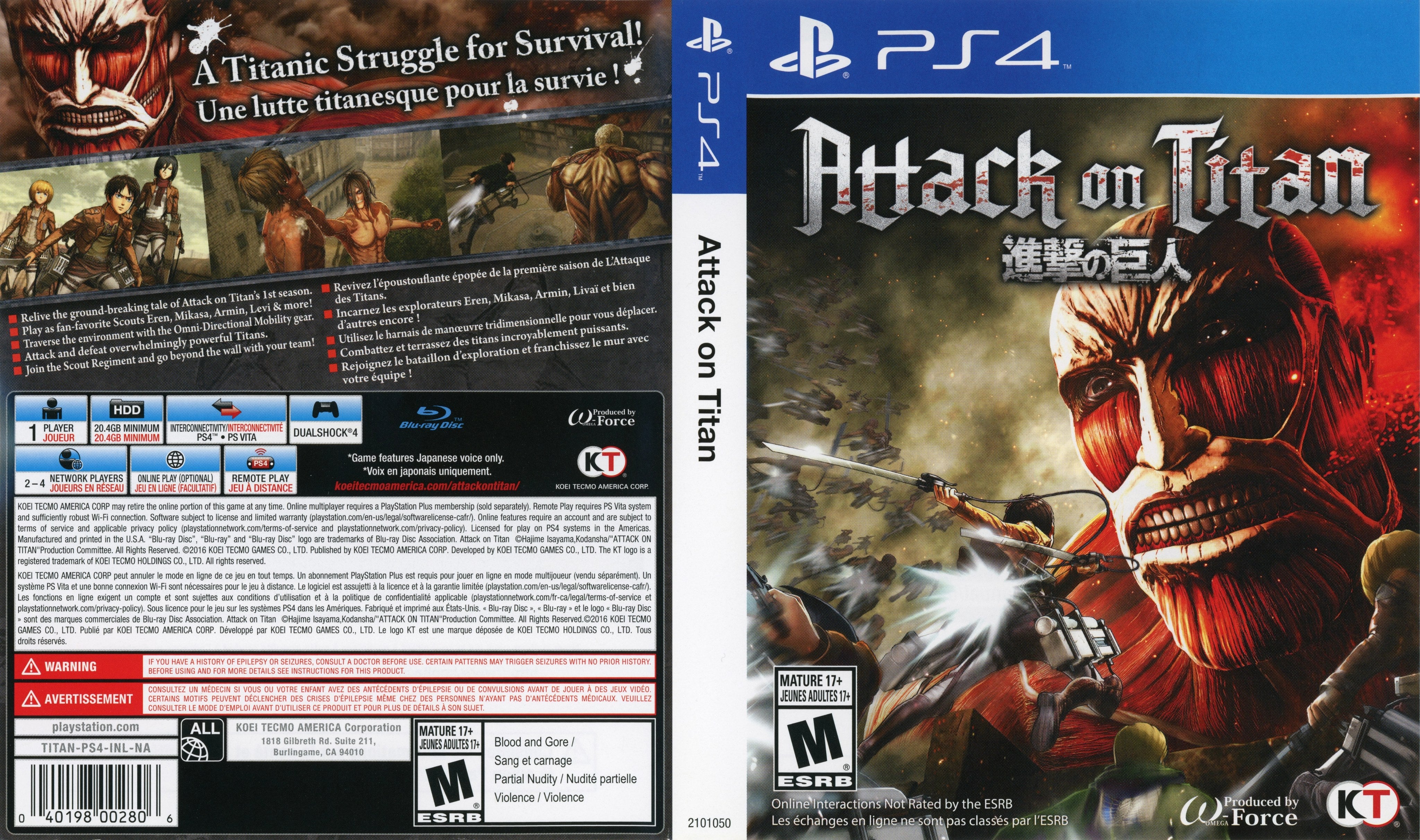 Attack on Titan PS4 - Video Game - Used - CaveGamers - Image 3