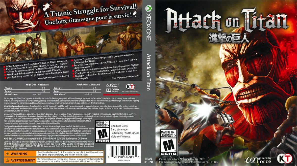 Attack on Titan Xbox One - Video Game - Used - CaveGamers - Image 3