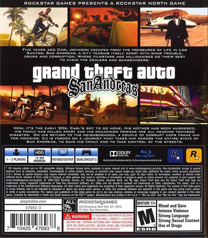 Grand Theft Auto San Andreas PS3 - Video Game - Used - CaveGamers - Image 2