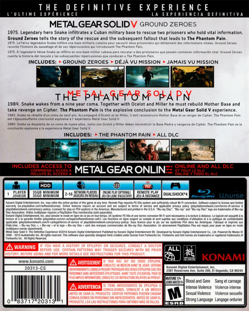 Metal Gear Solid V The Definitive Experience PS4 - Video Game - Used - CaveGamers - Image 2
