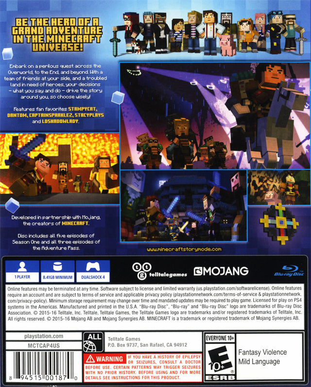 Minecraft: Story Mode Complete Adventure PS4 - Video Game - Used - CaveGamers - Image 2