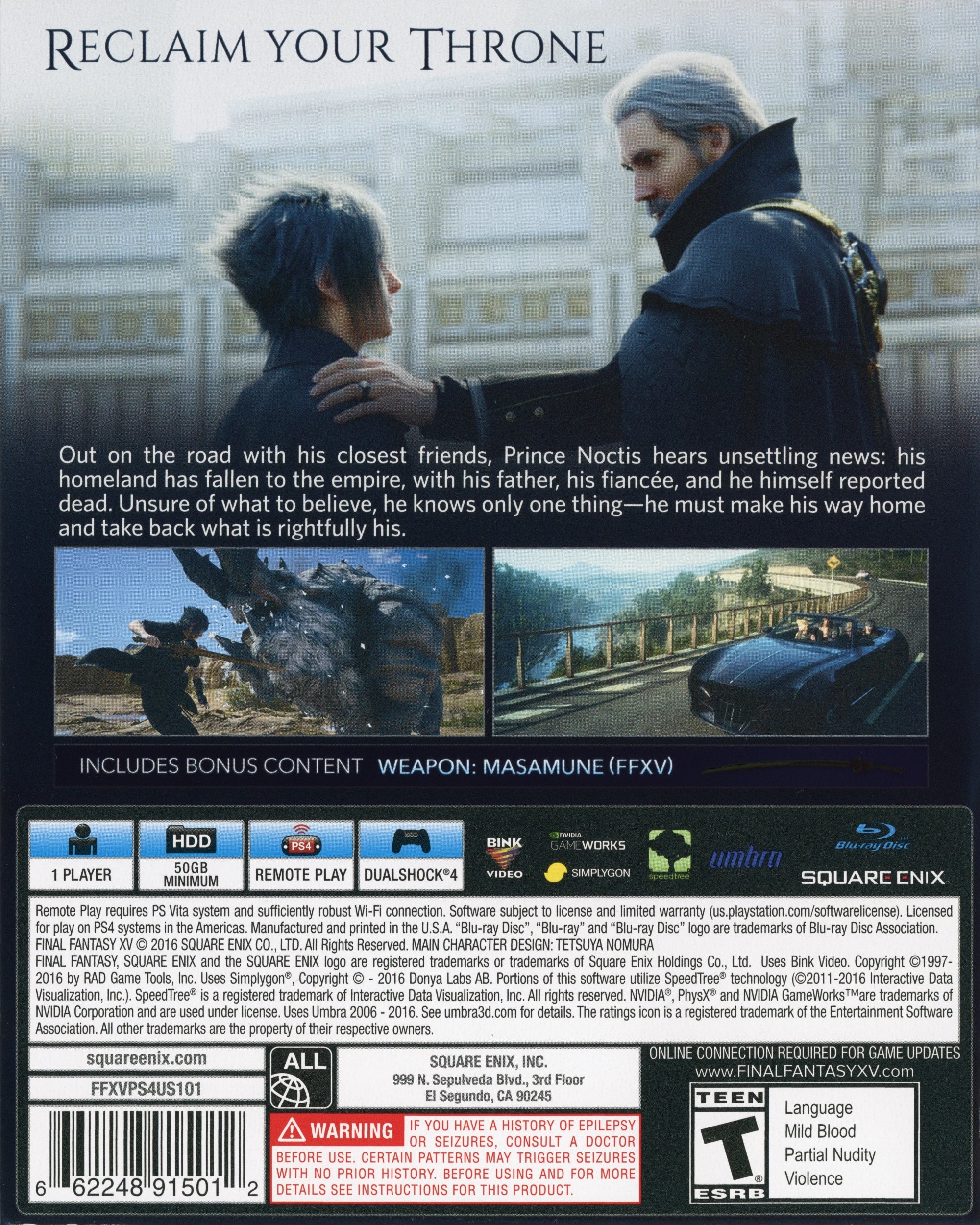 Final Fantasy XV PS4 - Video Game - Used - CaveGamers - Image 2