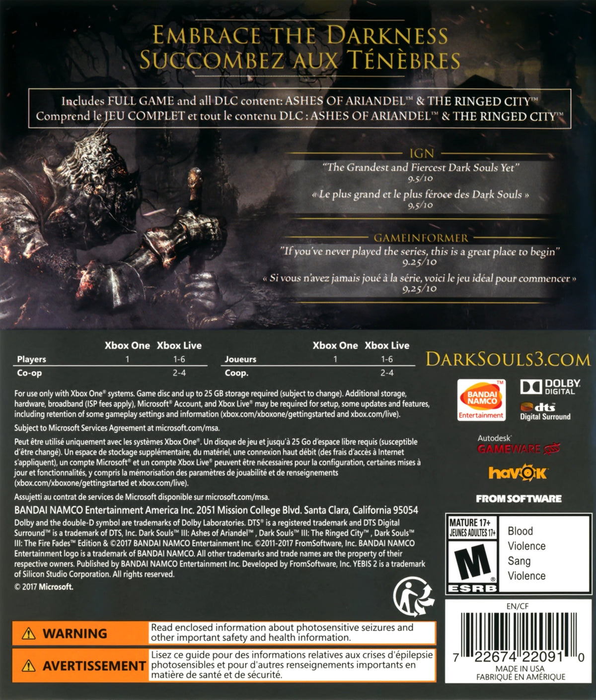 Dark Souls III: The Fire Fades Edition Xbox One - Video Game - Used - CaveGamers - Image 2