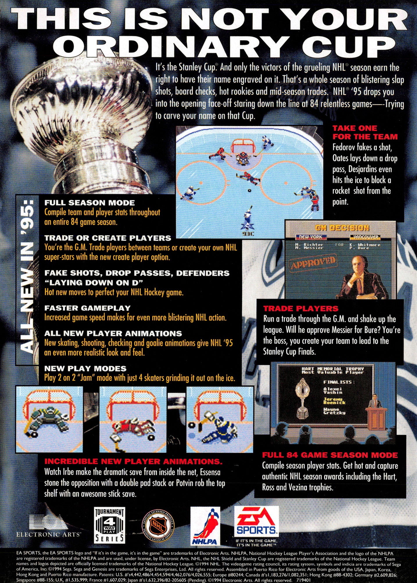 NHL 95 Genesis - Video Game - Used - CaveGamers - Image 2
