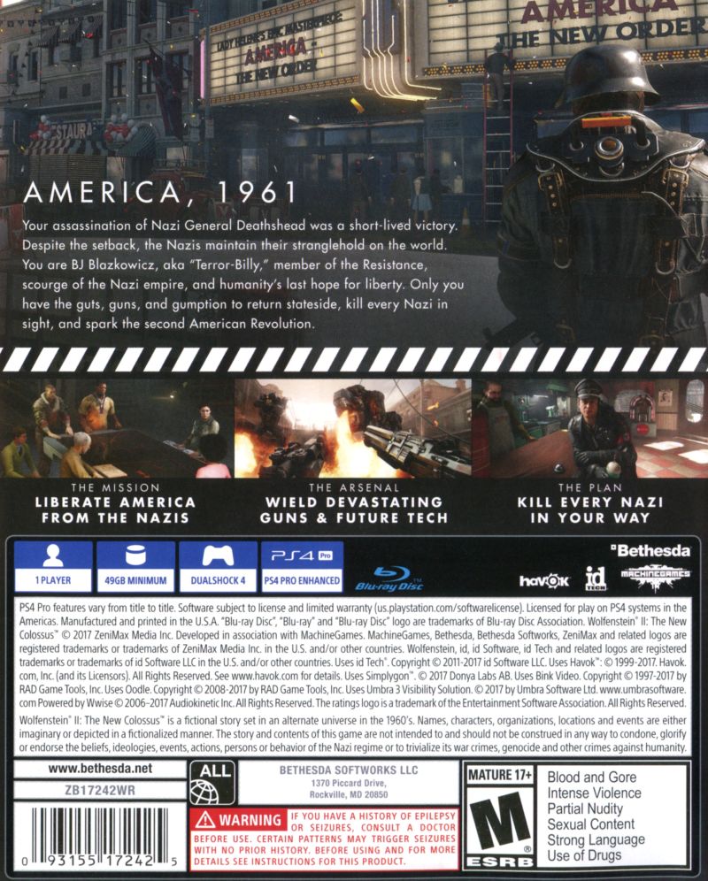 Wolfenstein II: The New Colossus PS4 - Video Game - Used - CaveGamers - Image 2