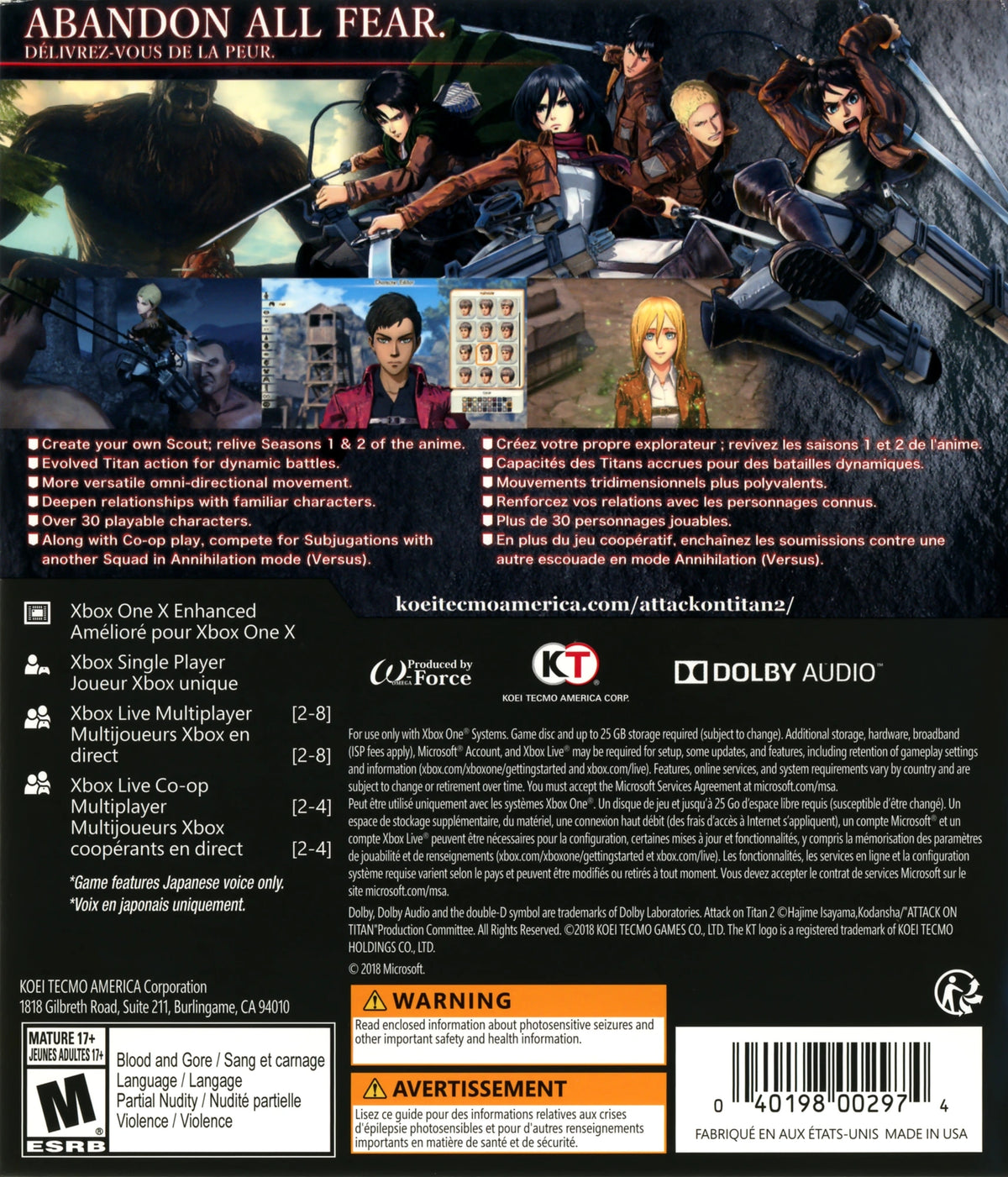 Attack on Titan 2 Xbox One - Video Game - Used - CaveGamers - Image 2