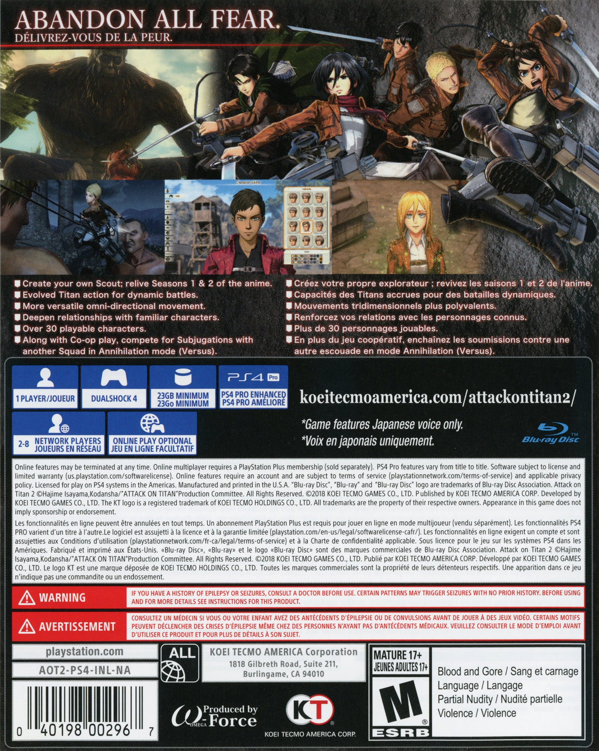 Attack on Titan 2 PS4 - Video Game - Used - CaveGamers - Image 2