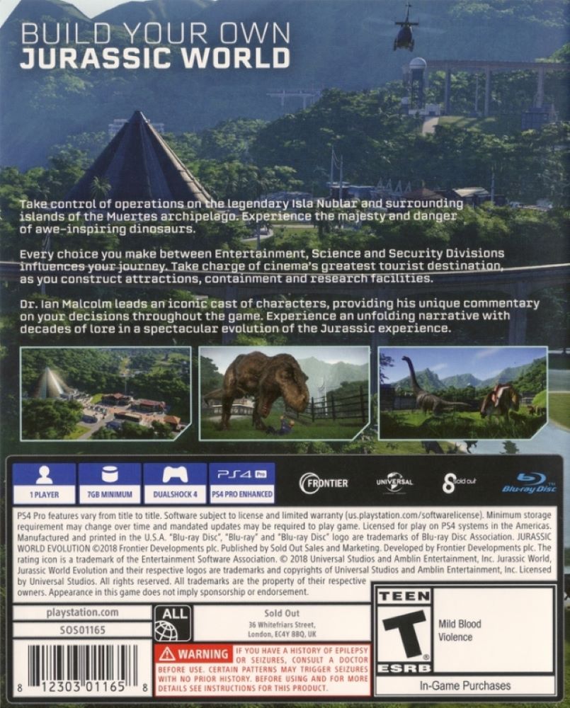 Jurassic World Evolution PS4 - Video Game - Used - CaveGamers - Image 2