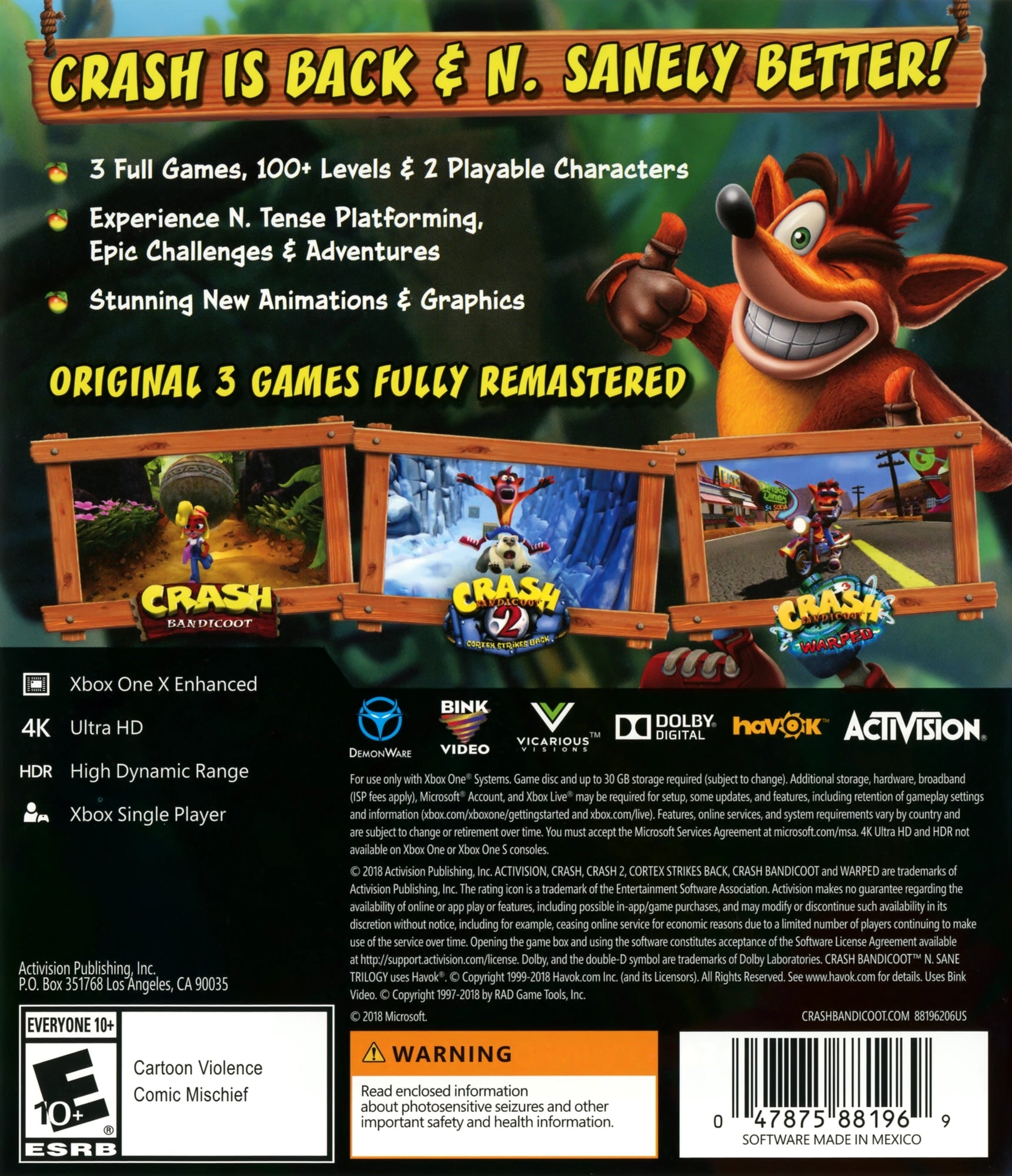 Crash Bandicoot N. Sane Trilogy Xbox One - Video Game - Used - CaveGamers - Image 2