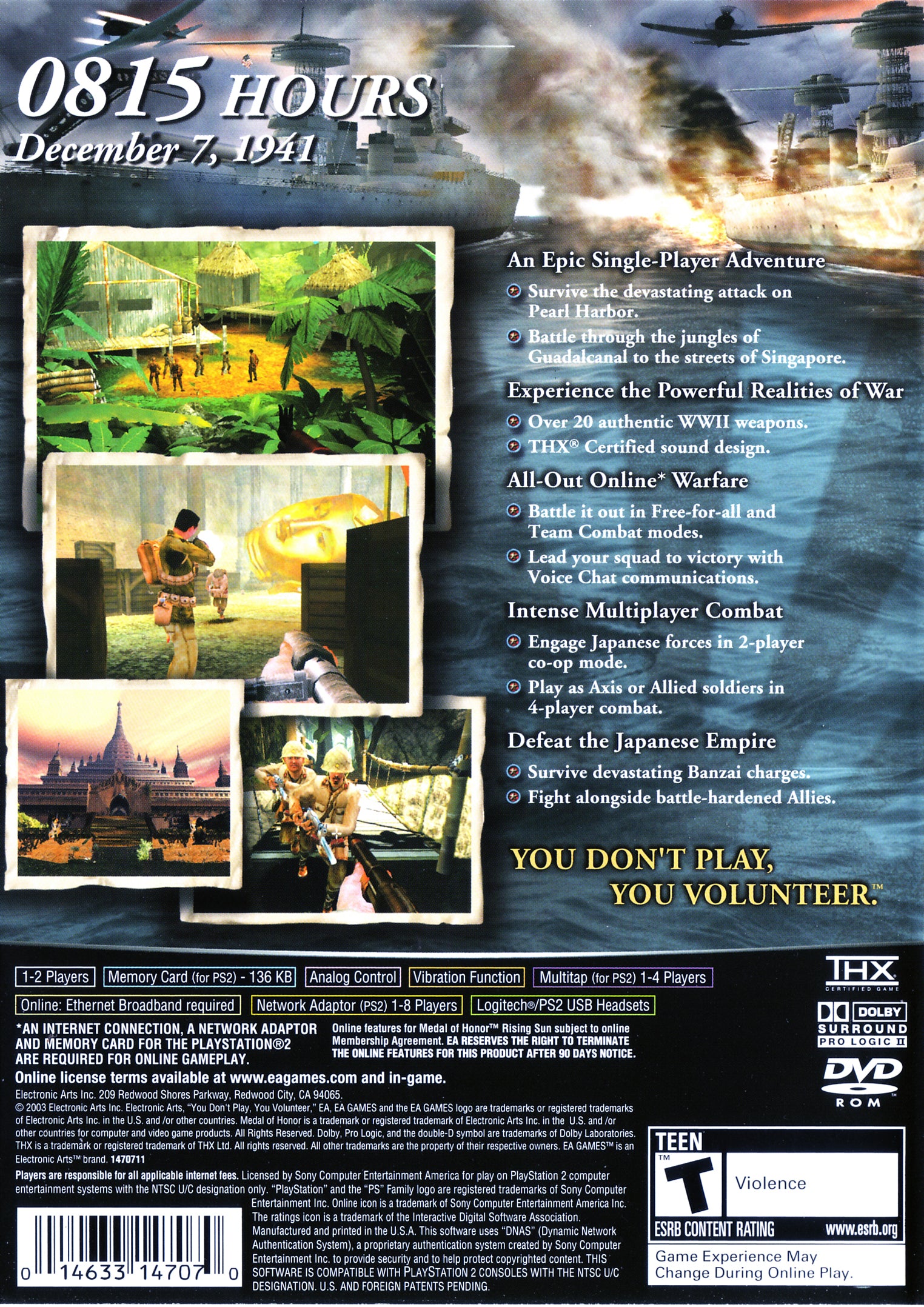 Medal of Honor:  Rising Sun PS2 - Video Game - Used - CaveGamers - Image 2