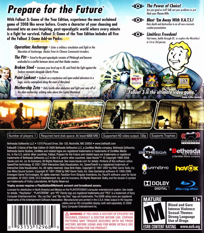 Fallout 3 [Game of the Year Edition] PS3 - Video Game - Used - CaveGamers - Image 2