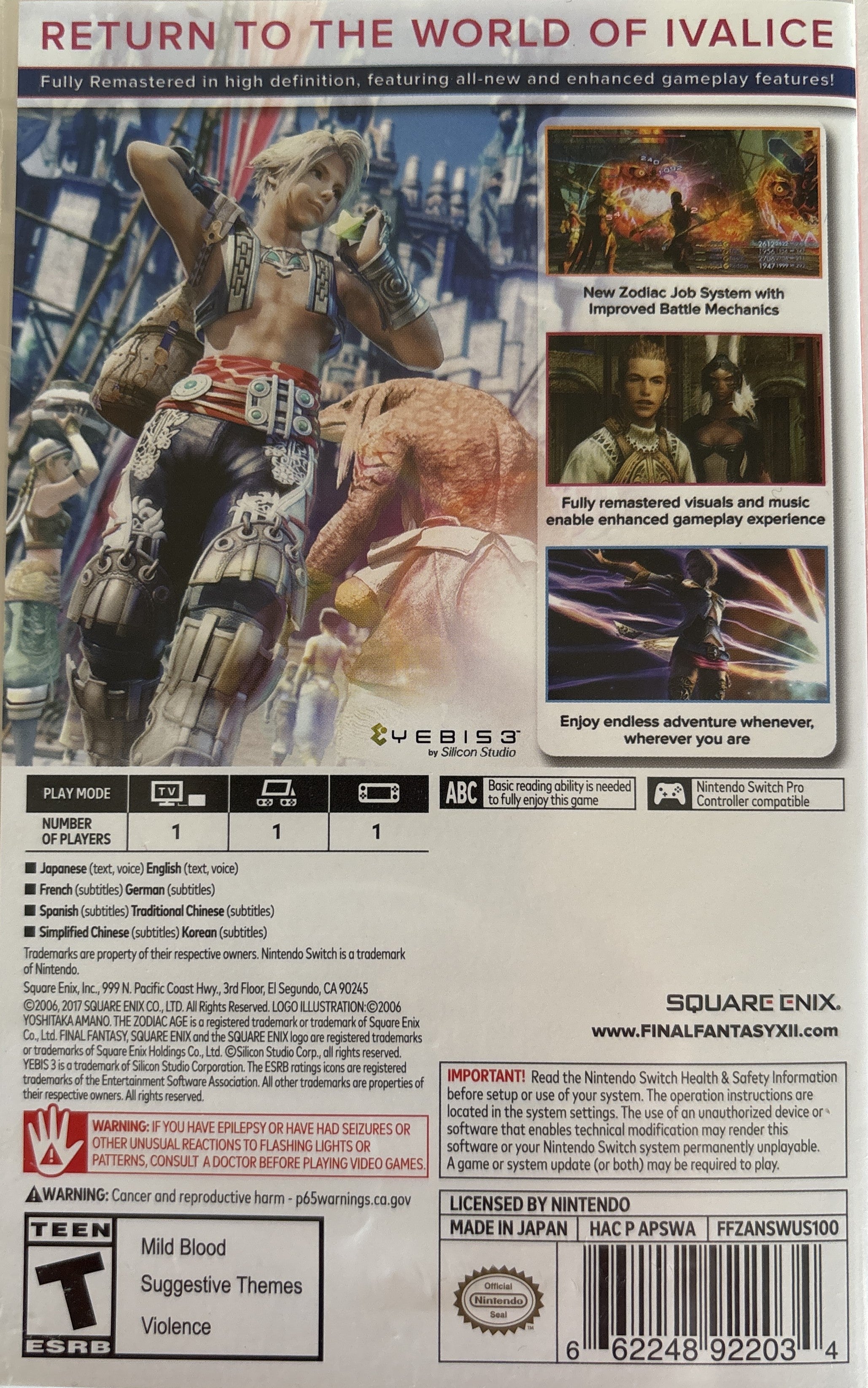 Final Fantasy XII: The Zodiac Age Switch - Video Game - Used - CaveGamers - Image 2