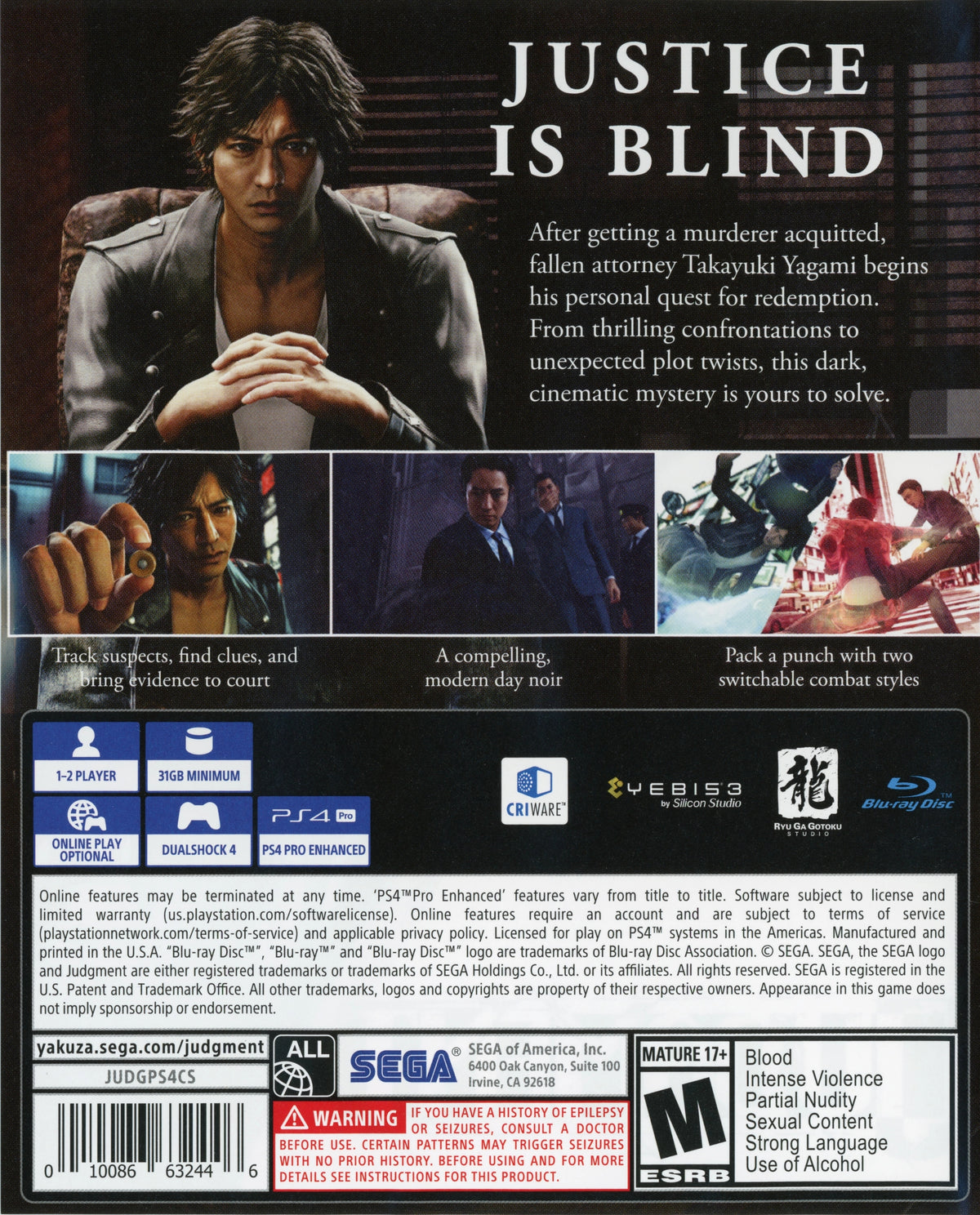 Judgment PS4 - Video Game - Used - CaveGamers - Image 2