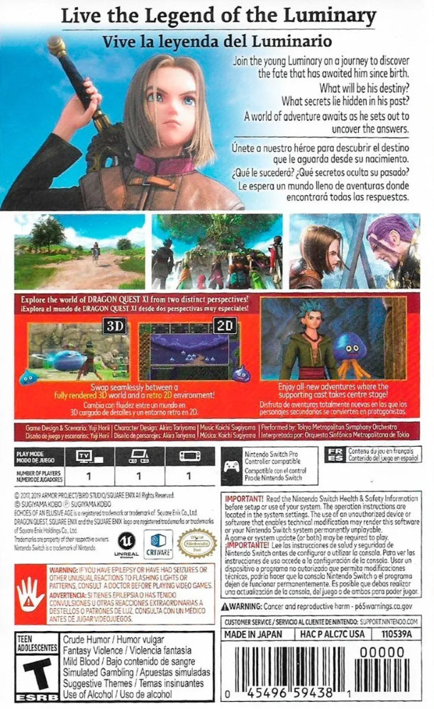 Dragon Quest XI S: Echoes of an Elusive Age Definitive Edition Switch - Video Game - Used - CaveGamers - Image 2