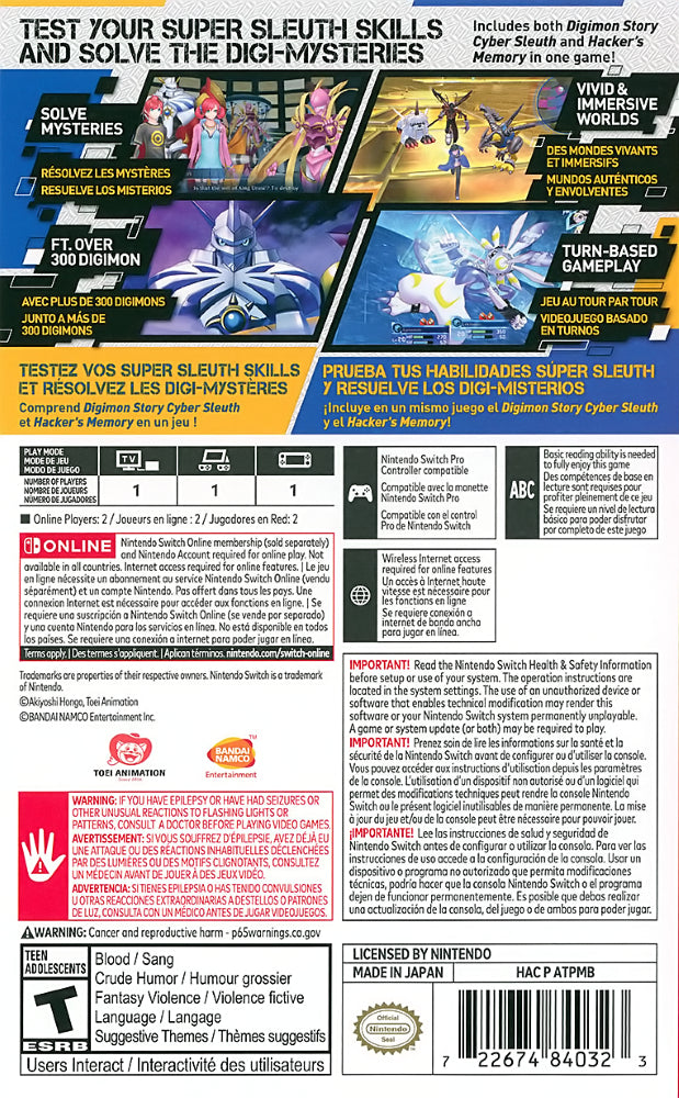 Digimon Story: Cyber Sleuth Complete Edition Switch - Video Game - Used - CaveGamers - Image 2