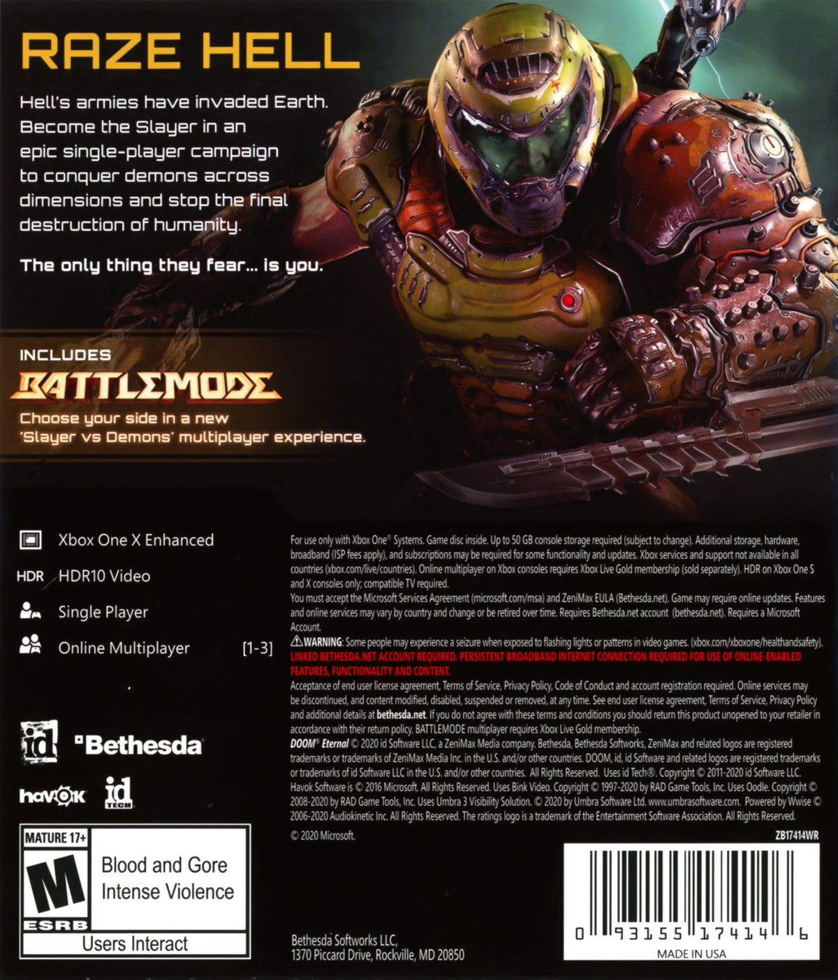 Doom Eternal Xbox One - Video Game - Used - CaveGamers - Image 2
