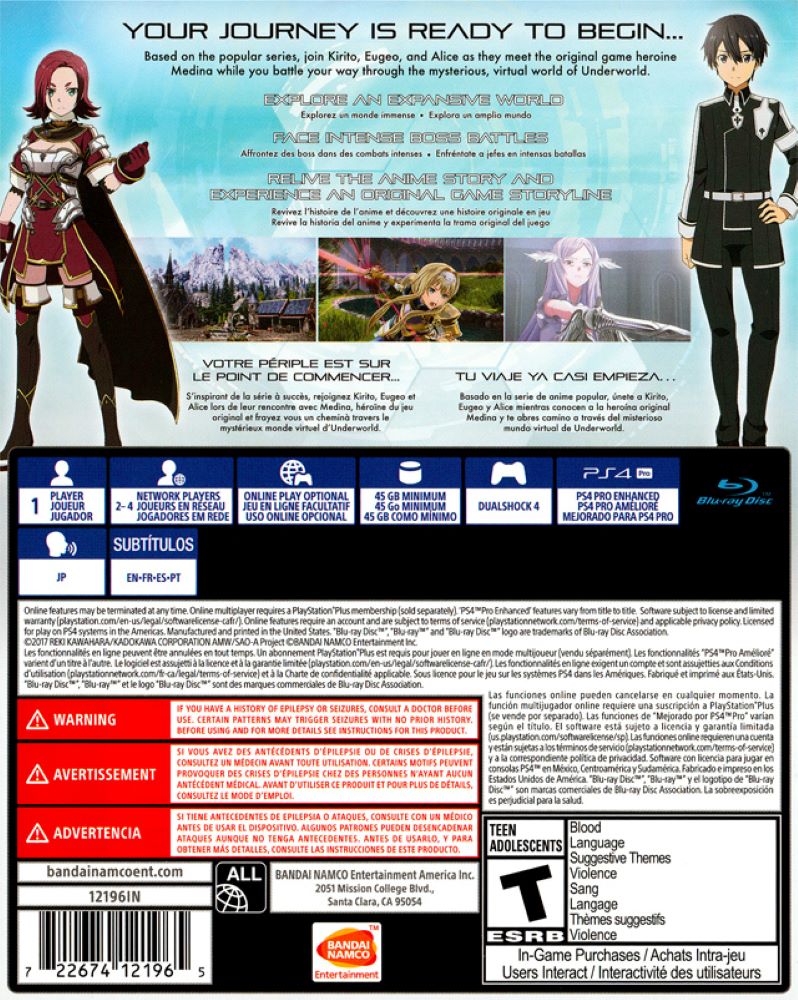Sword Art Online: Alicization Lycoris PS4 - Video Game - Used - CaveGamers - Image 2
