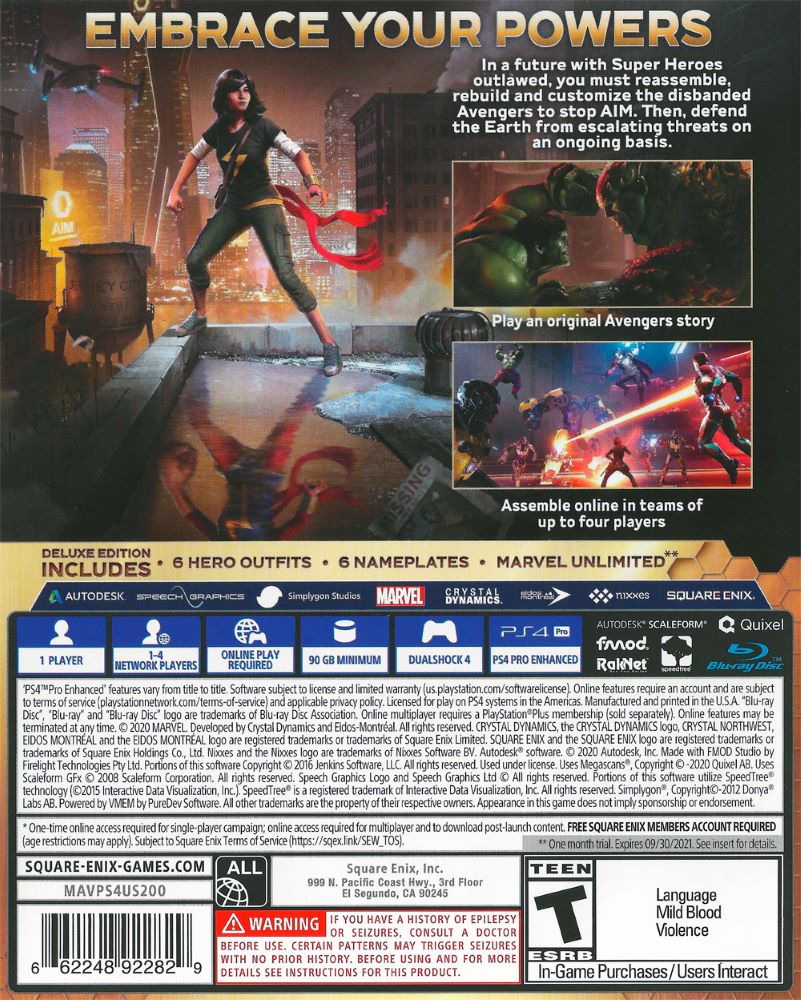 Marvel Avengers PS4 - Video Game - Used - CaveGamers - Image 2