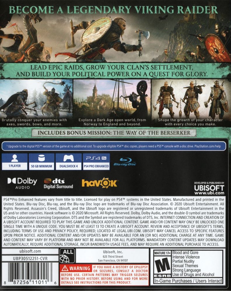 Assassin's Creed Valhalla PS4 - Video Game - Used - CaveGamers - Image 2
