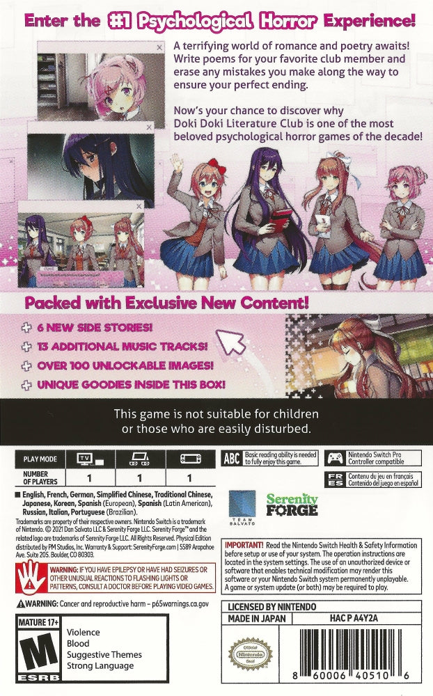 Doki Doki Literature Club Plus Switch - Video Game - Used - CaveGamers - Image 2