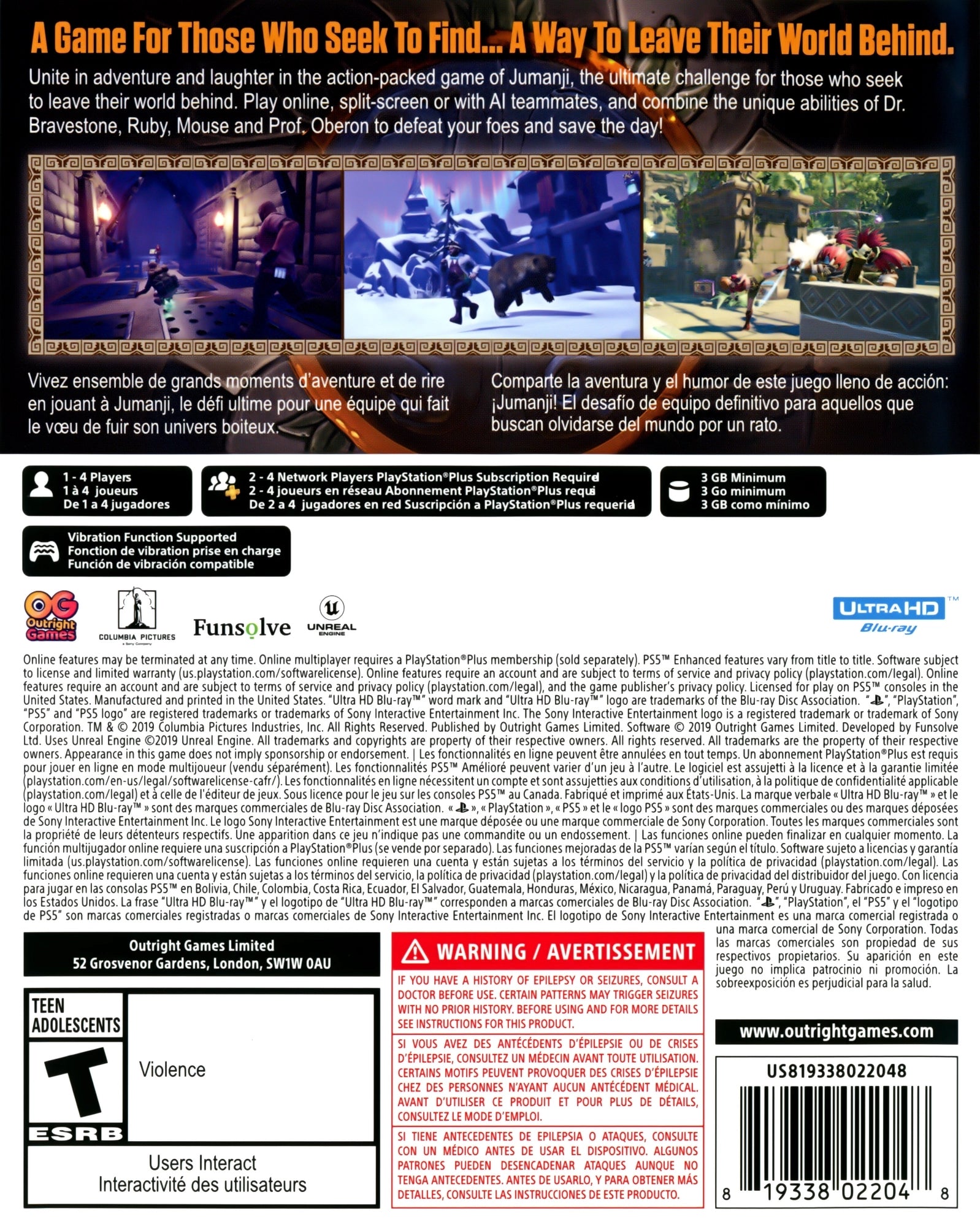 Jumanji: The Video Game PS5 - Video Game - Used - CaveGamers - Image 2