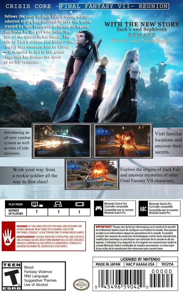 Crisis Core: Final Fantasy VII Reunion Switch - Video Game - Used - CaveGamers - Image 2
