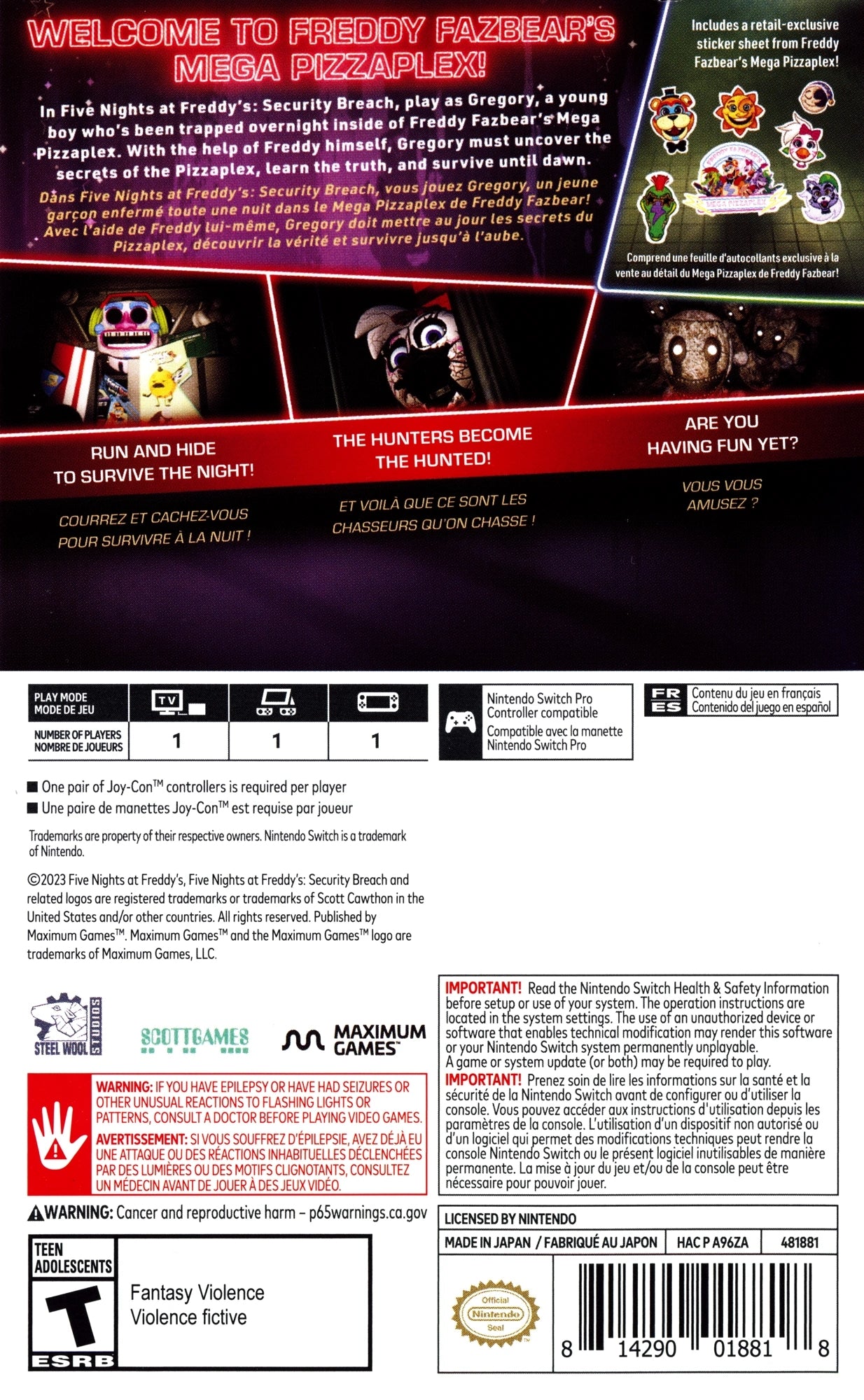 Five Nights at Freddy's Security Breach Switch - Video Game - Used - CaveGamers - Image 2