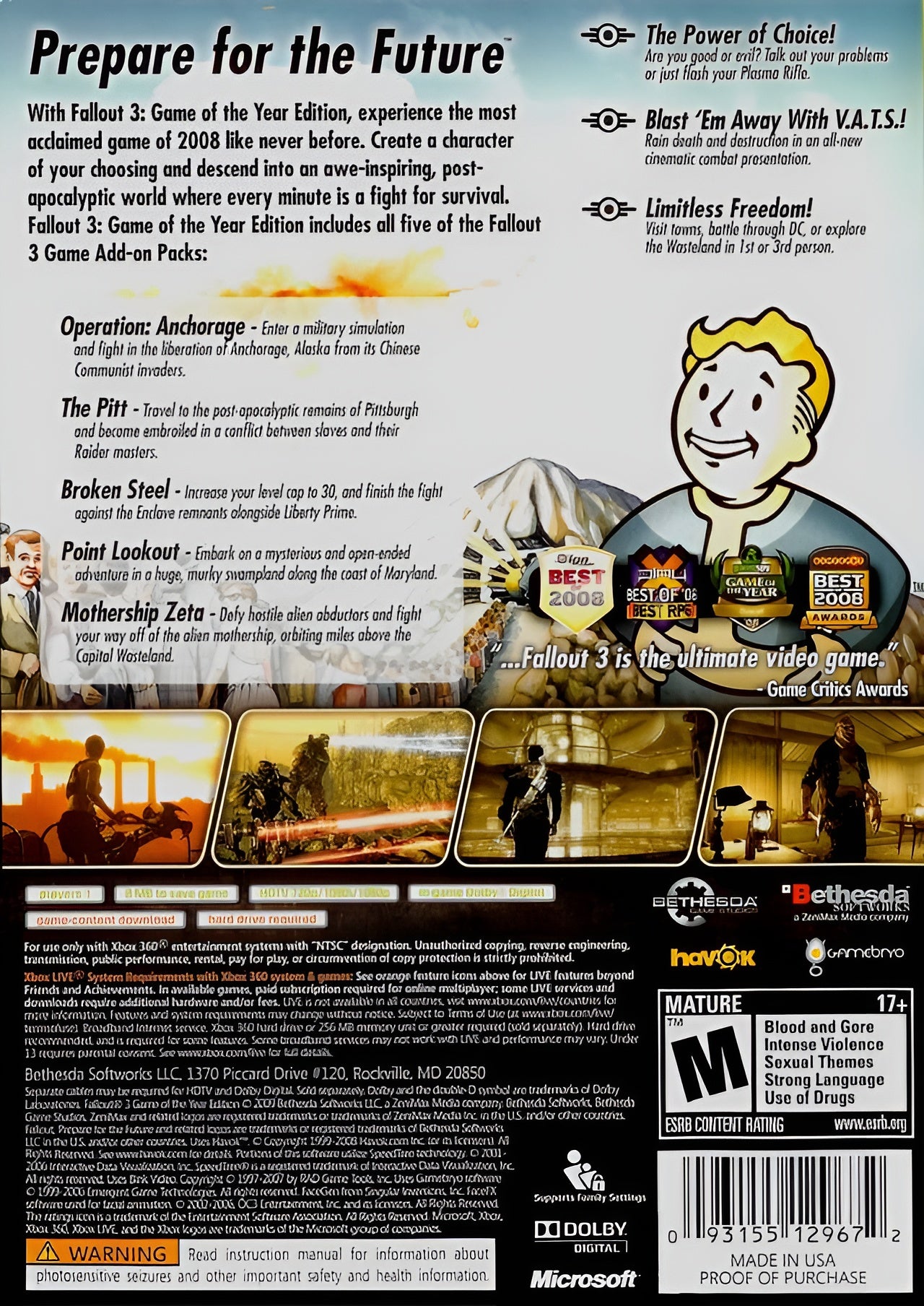 Fallout 3 (Game of the Year Edition) [2 Discs] Xbox 360 - Video Game - Used - CaveGamers - Image 2