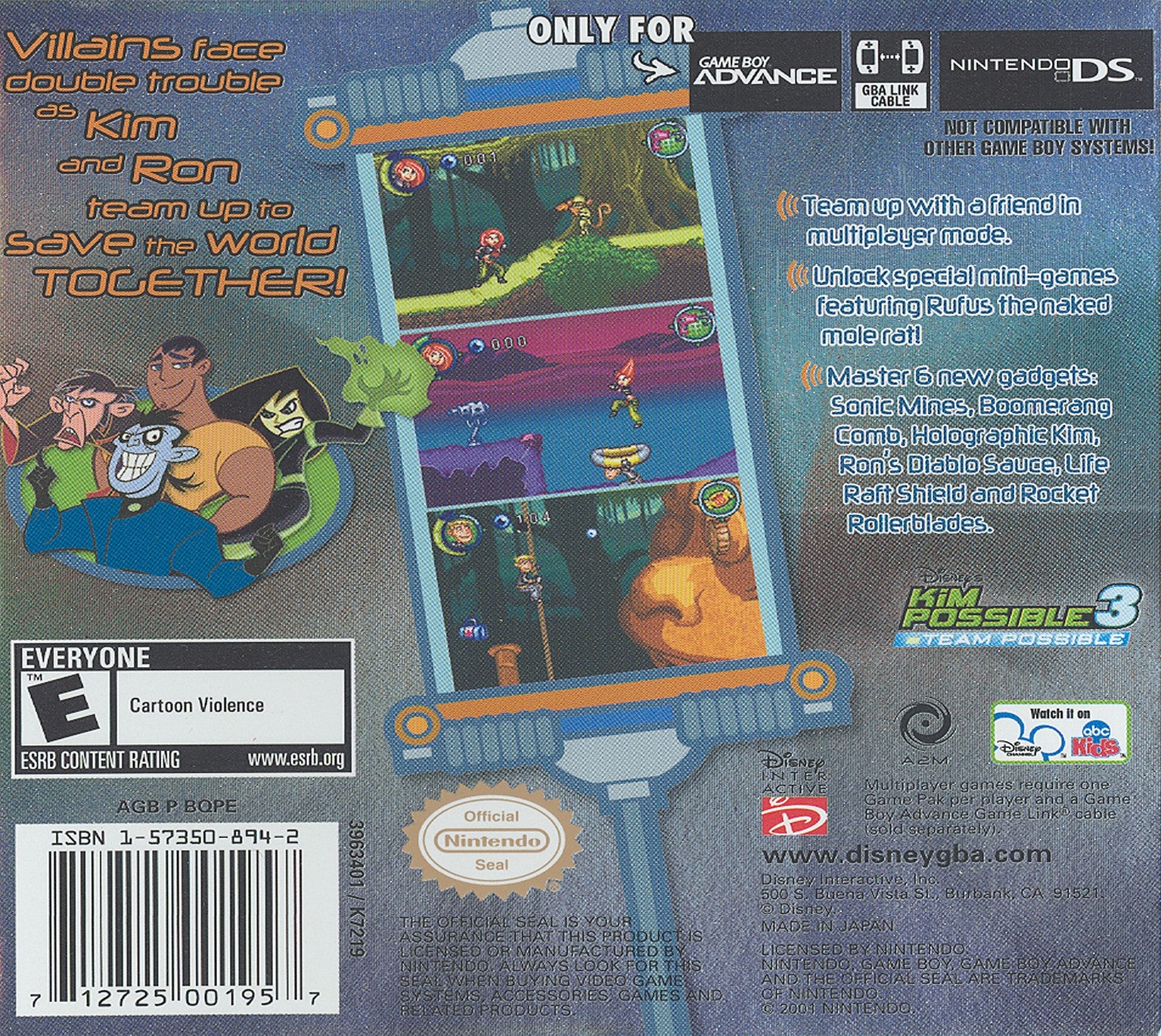 Kim Possible 3: Team Possible Game Boy Advance - Video Game - Used - CaveGamers - Image 2