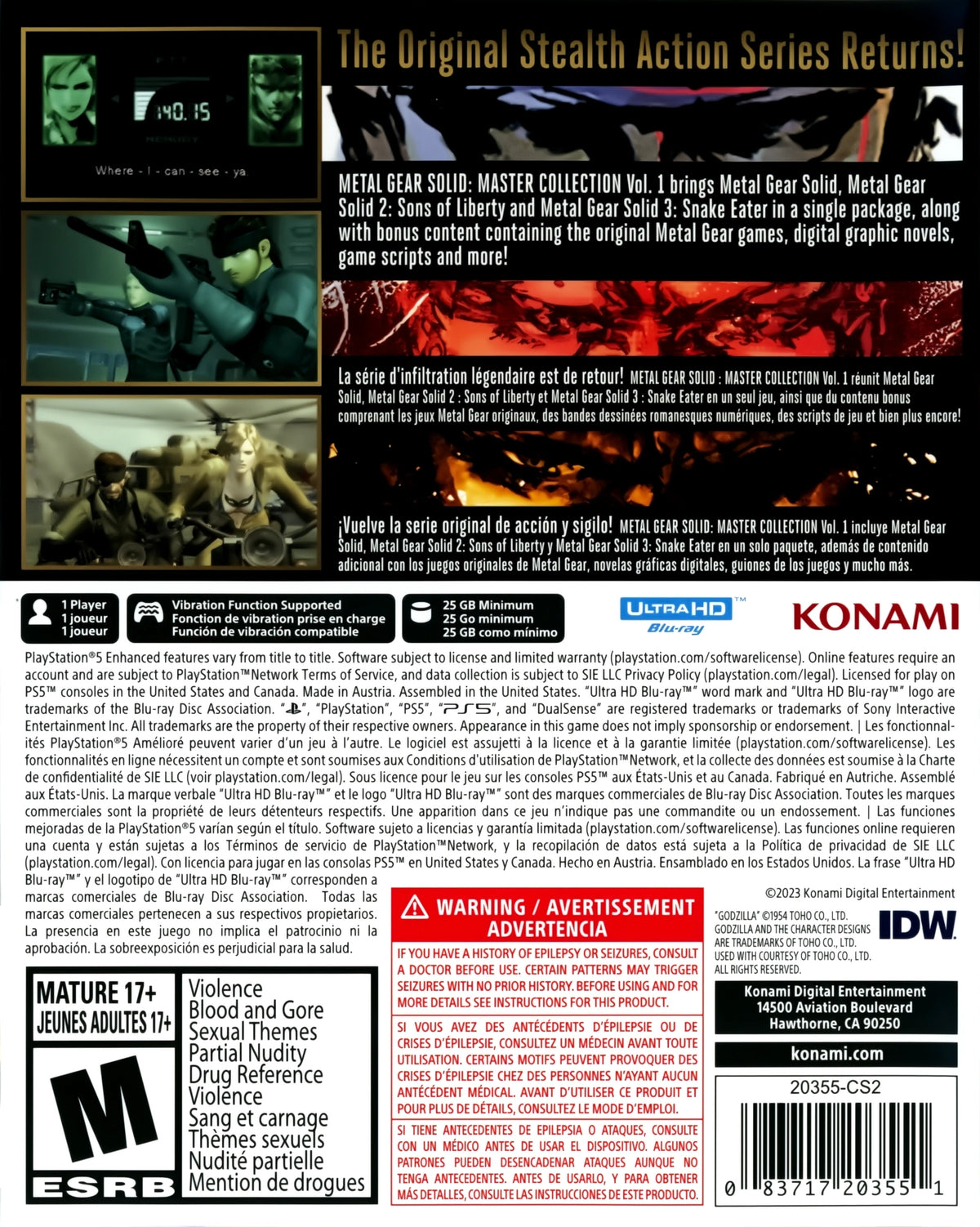 Metal Gear Solid: Master Collection Vol. 1 PS5 - Video Game - Used - CaveGamers - Image 2