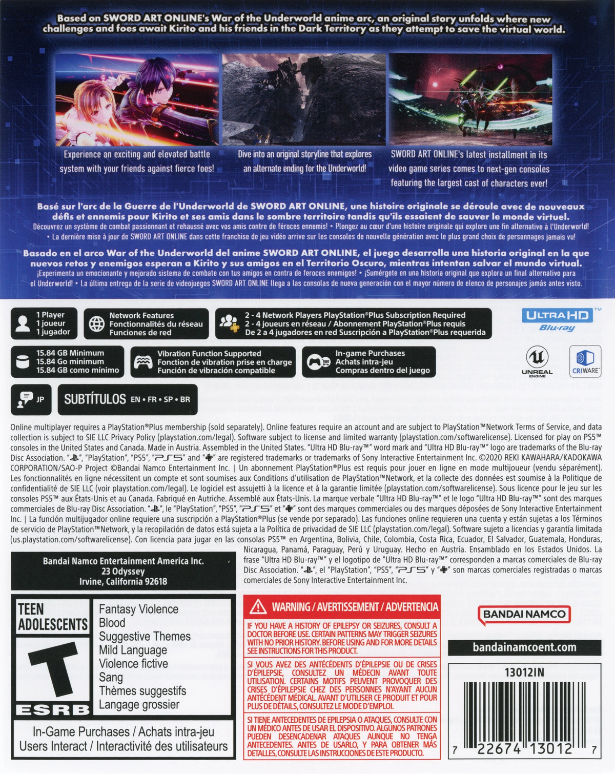 Sword Art Online: Last Recollection PS5 - Video Game - Used - CaveGamers - Image 2