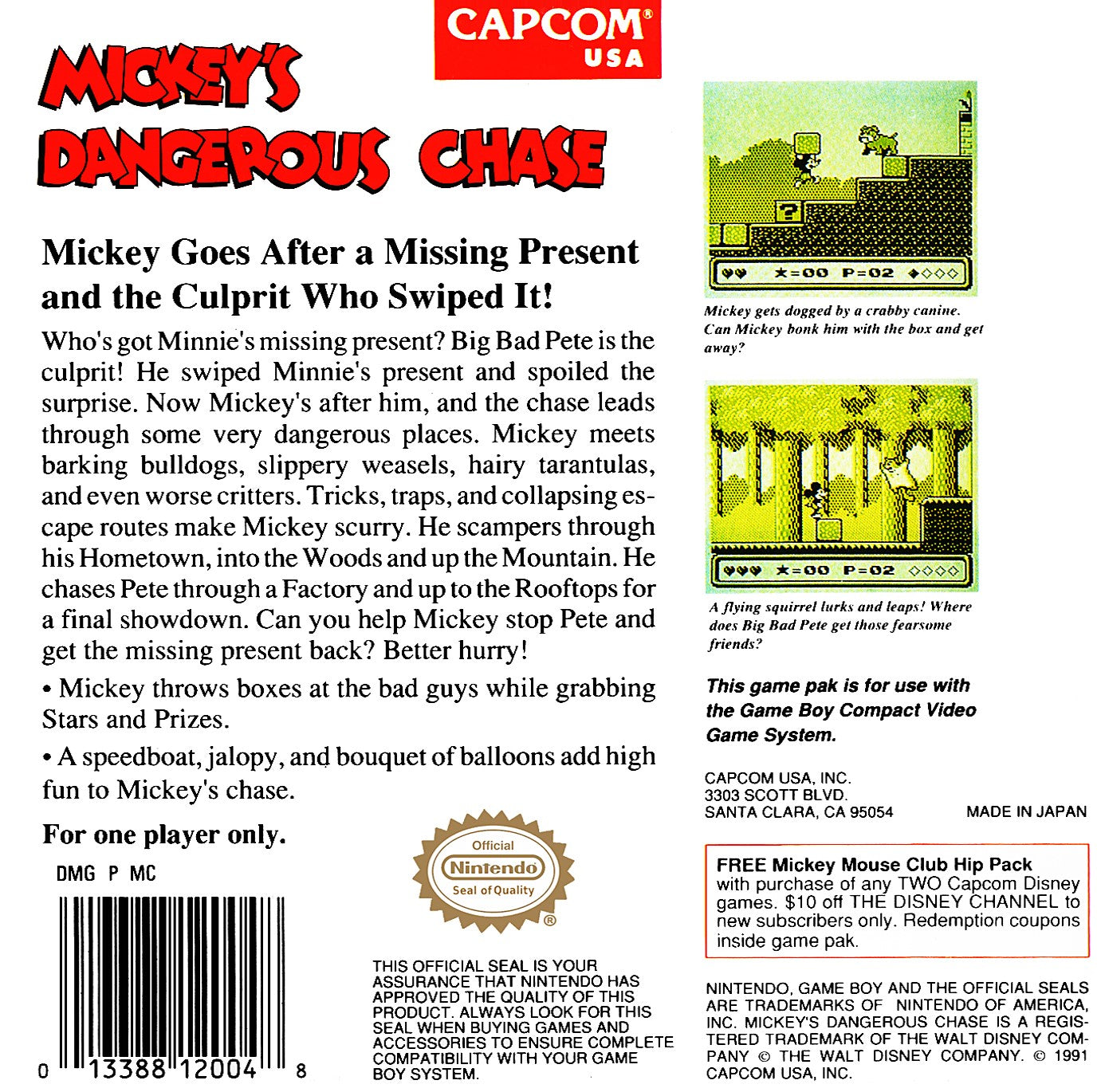 Mickey's Dangerous Chase Game Boy - Video Game - Used - CaveGamers - Image 2