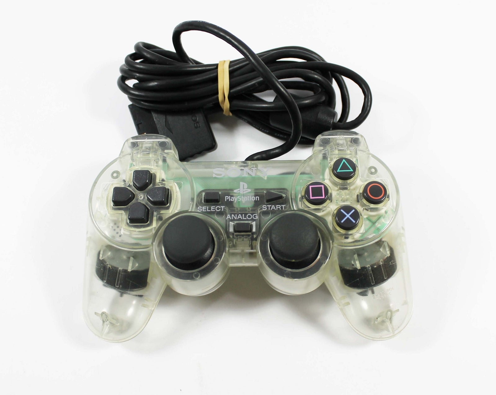 Playstation 2 Dualshock 2 Controller - Clear (Transparent) PS2 - Video Game Accessory - Used - CaveGamers