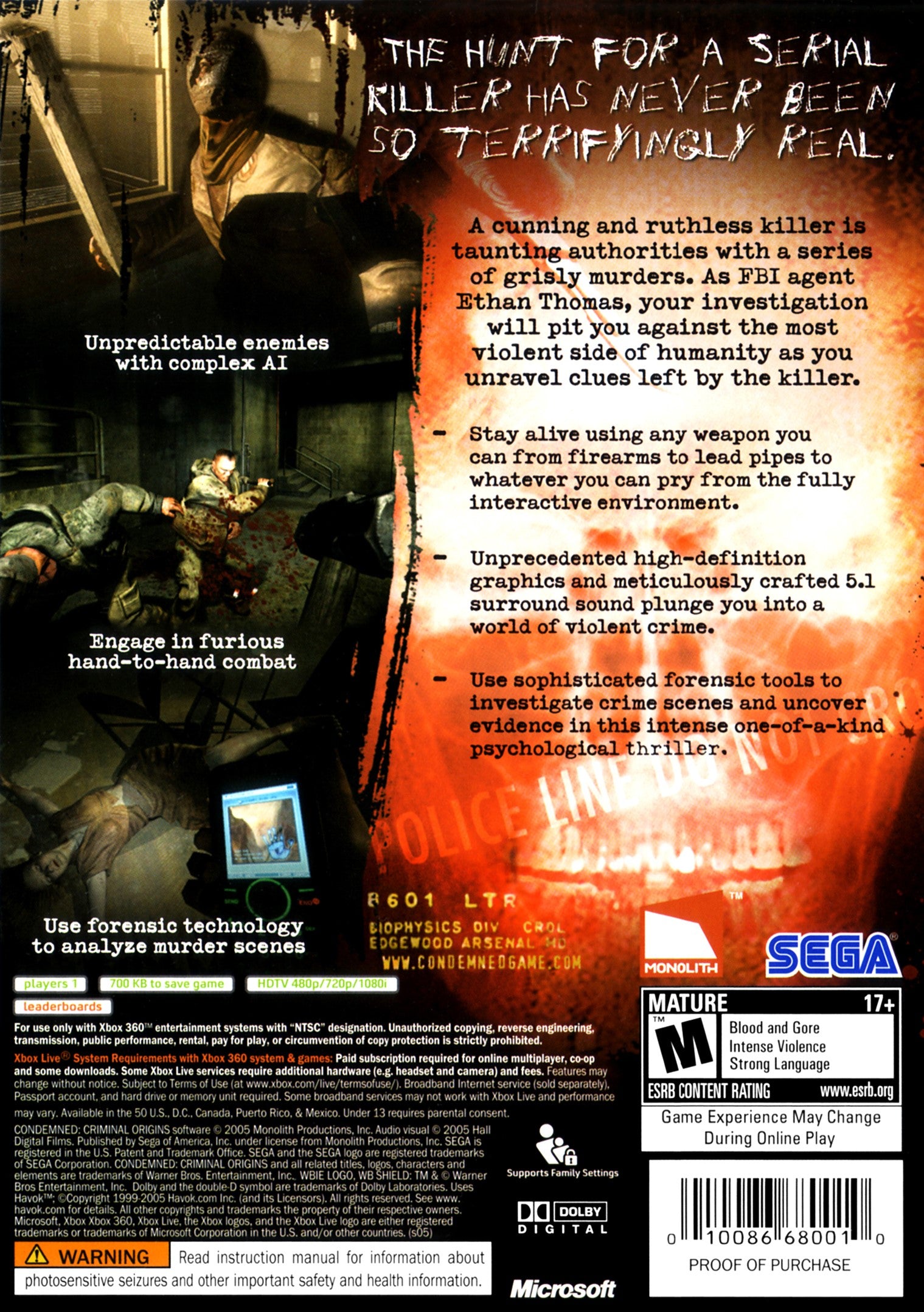 Condemned: Criminal Origins Xbox 360 - Video Game - Used - CaveGamers - Image 2