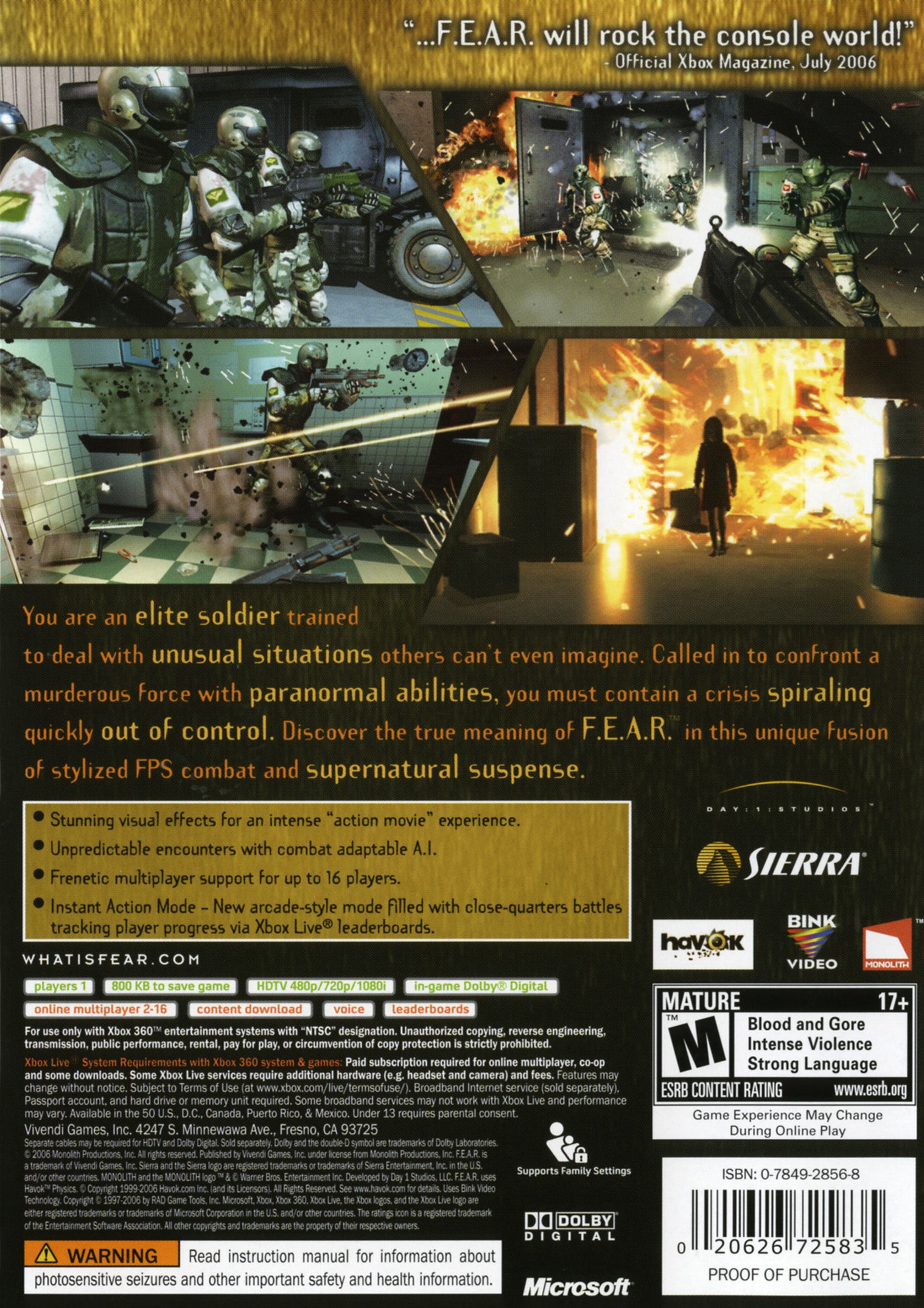 F.E.A.R. First Encounter Assault Recon Xbox 360 - Video Game - Used - CaveGamers - Image 2