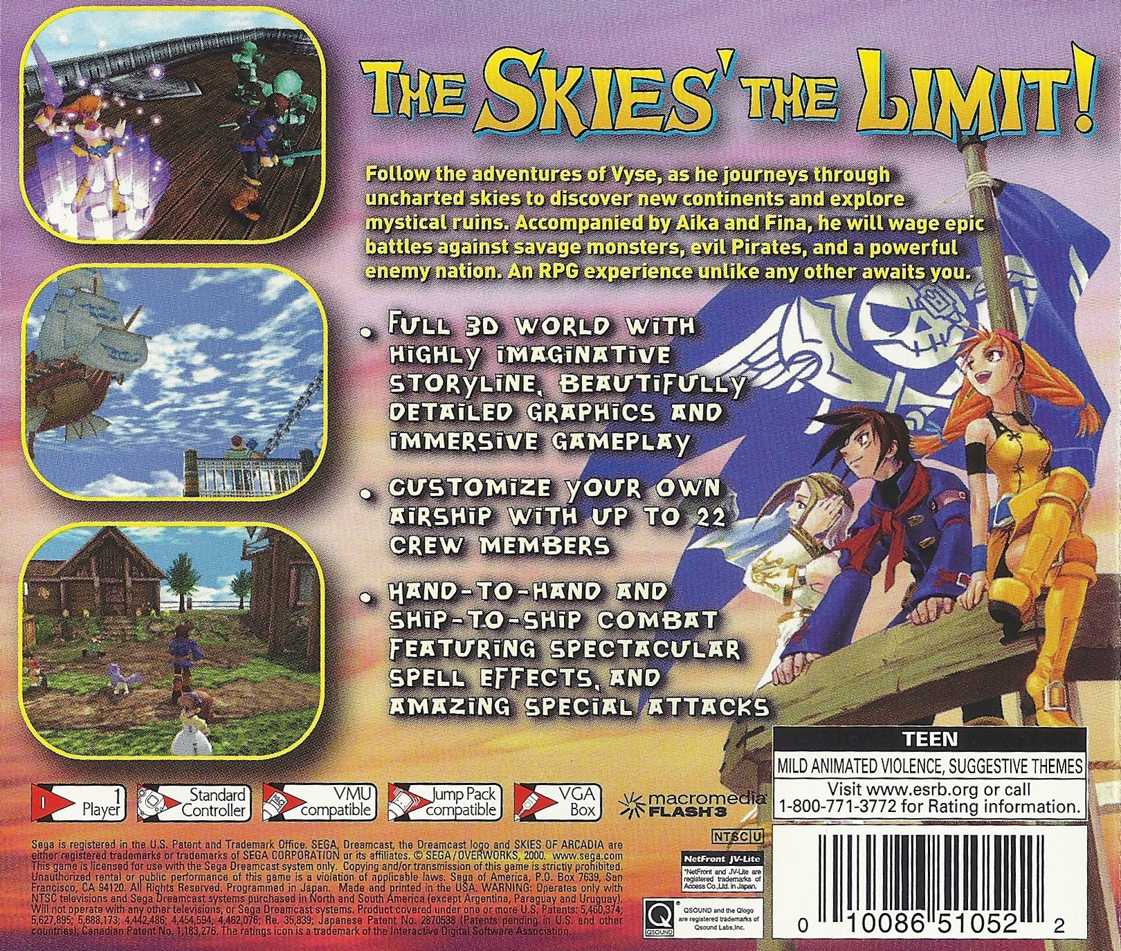 Skies of Arcadia [2 Discs] DreamCast - Video Game - Used - CaveGamers - Image 2