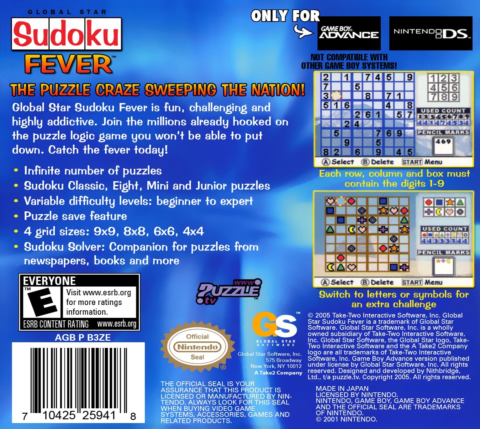 Sudoku Fever Game Boy Advance - Video Game - Used - CaveGamers - Image 2