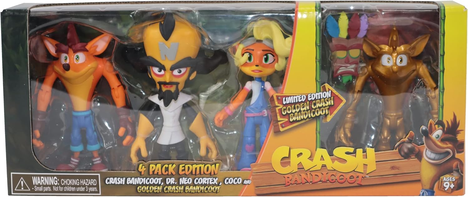 Crash Bandicoot 4 Pack with Mask 11cm Action Figure Prop Replicas - Toys - New - CaveGamers