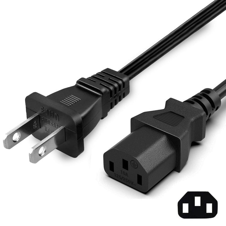 Power Cable - 2 Prong C13 - 6 ft (PS3 Fat) [XYAB] - Video Game Accessory - New - CaveGamers