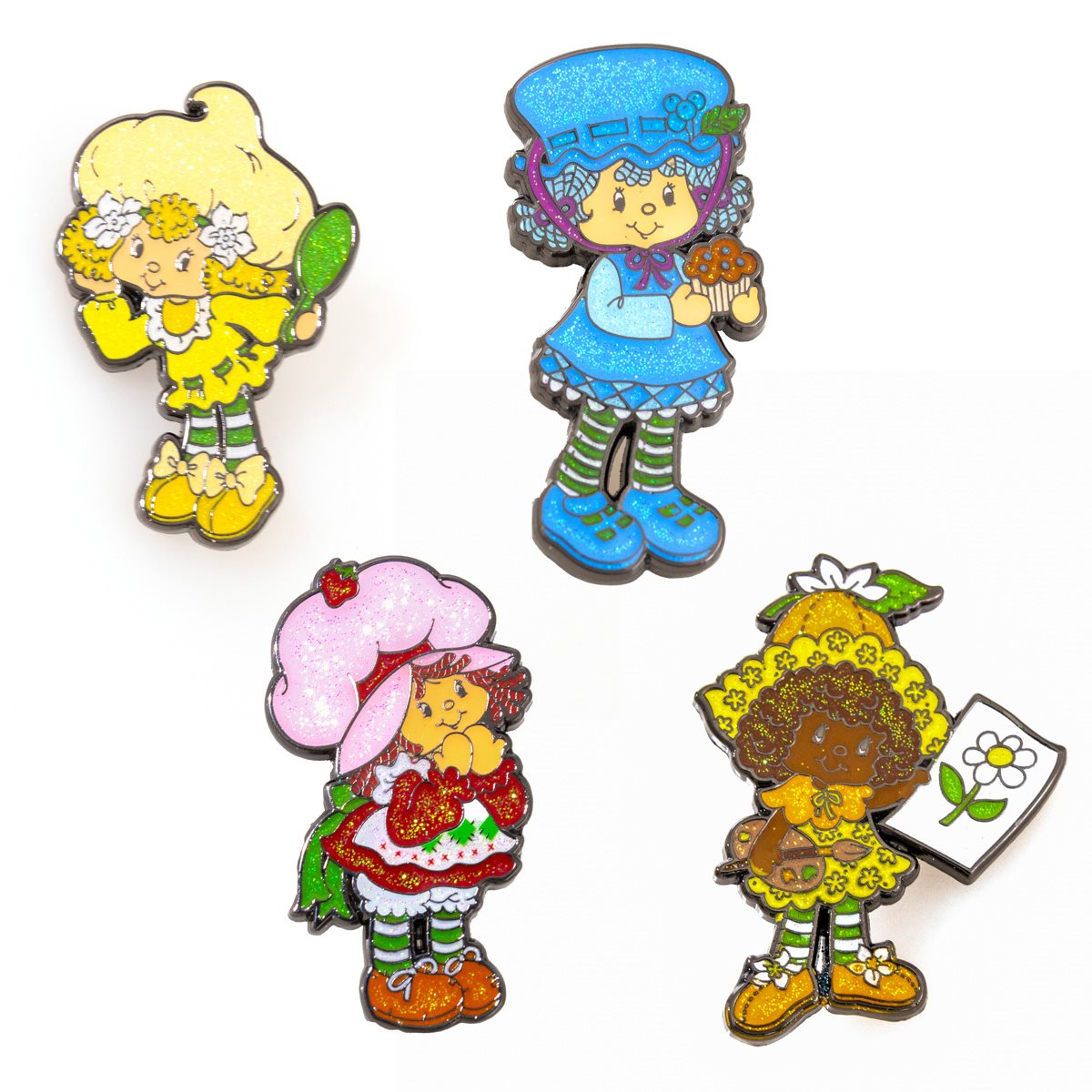 Strawberry Shortcake Glitter Metal Pin 4-Pack - Misc - New - CaveGamers