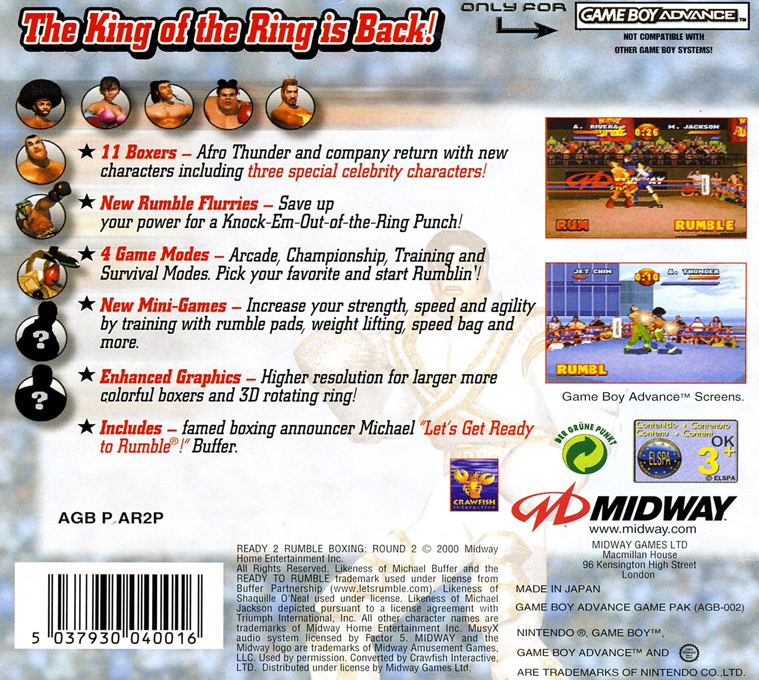 Ready 2 Rumble Boxing: Round 2 Game Boy Advance - Video Game - Used - CaveGamers - Image 2