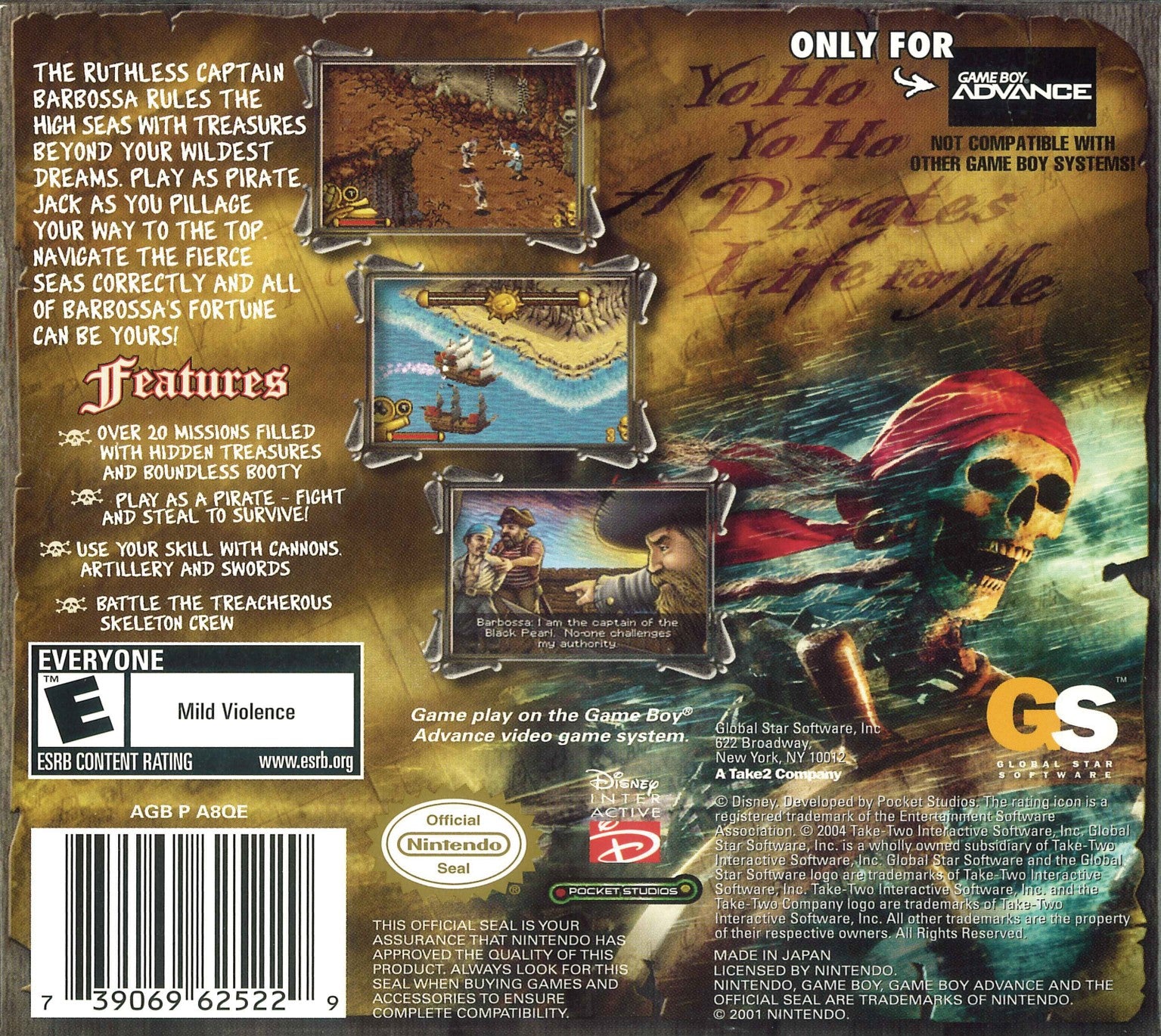 Pirates of the Caribbean: The Curse of the Black Pearl Game Boy Advance - Video Game - Used - CaveGamers - Image 2