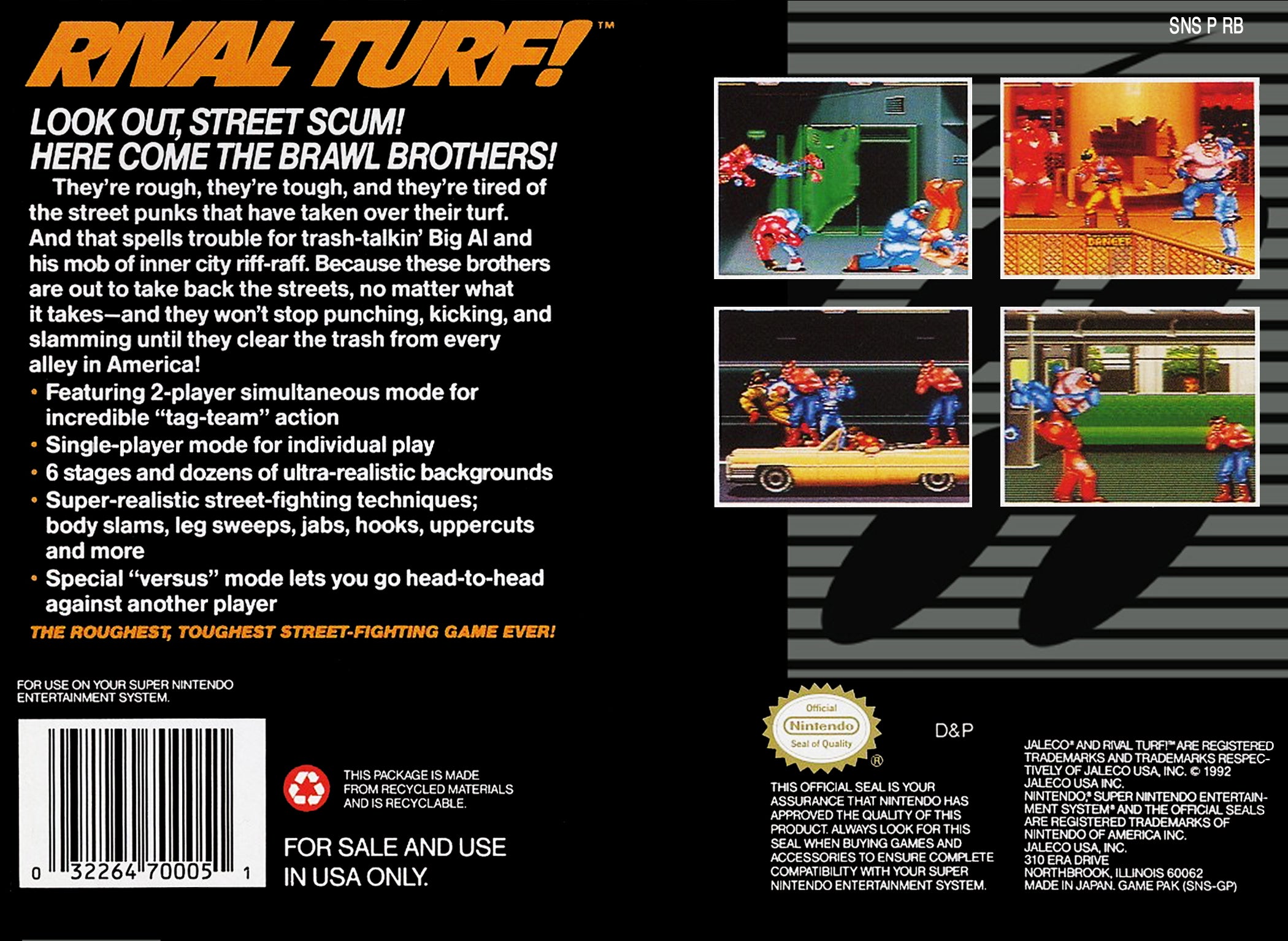 Rival Turf! SNES - Video Game - Used - CaveGamers - Image 2