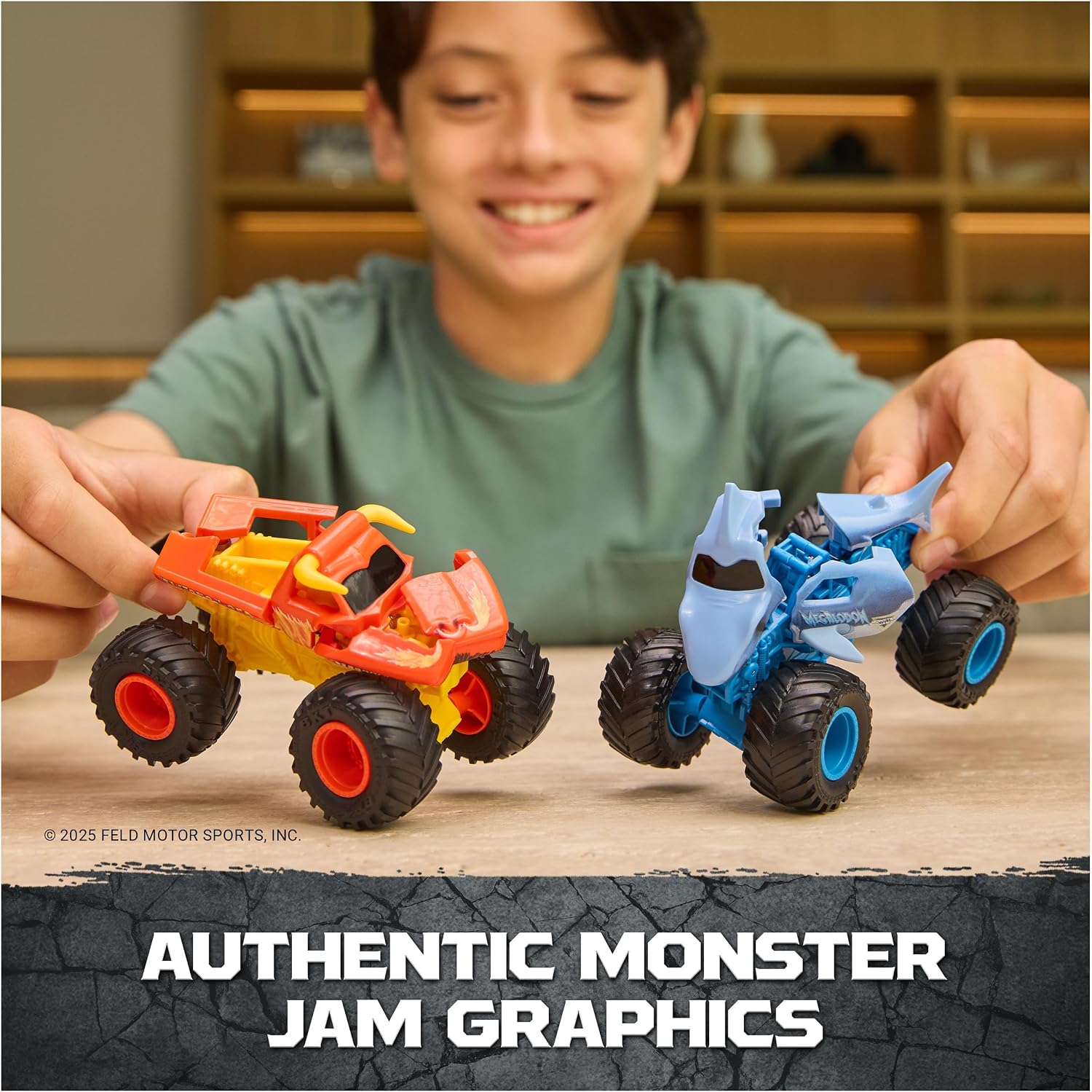 Monster Jam Smash & Bash 2-Pack Monster Trucks Megalodon & El Toro Loco Action Figures - Toys - New - CaveGamers - Image 2