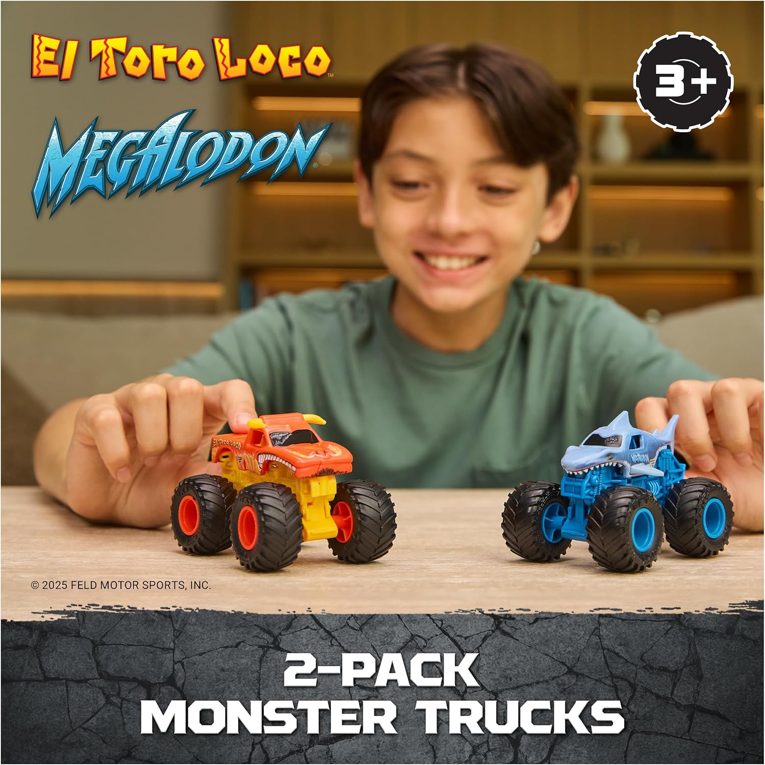 Monster Jam Smash & Bash 2-Pack Monster Trucks Megalodon & El Toro Loco Action Figures - Toys - New - CaveGamers - Image 3