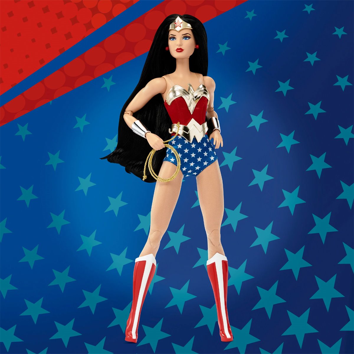 Barbie Wonder Woman Signature Doll Red Blue Tank Suit Gold Headpiece & Belt Dolls - Toys - New - CaveGamers - Image 4