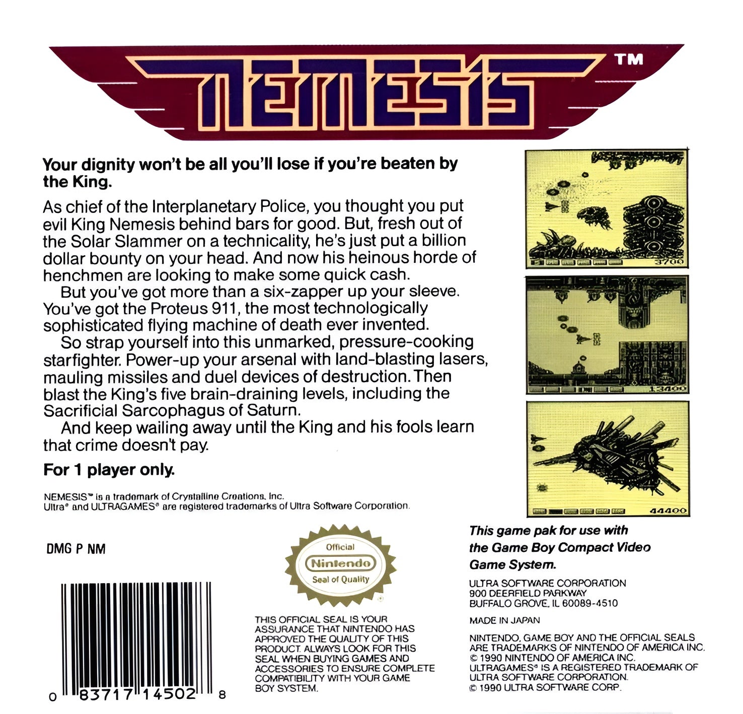 Nemesis Game Boy - Video Game - Used - CaveGamers - Image 2