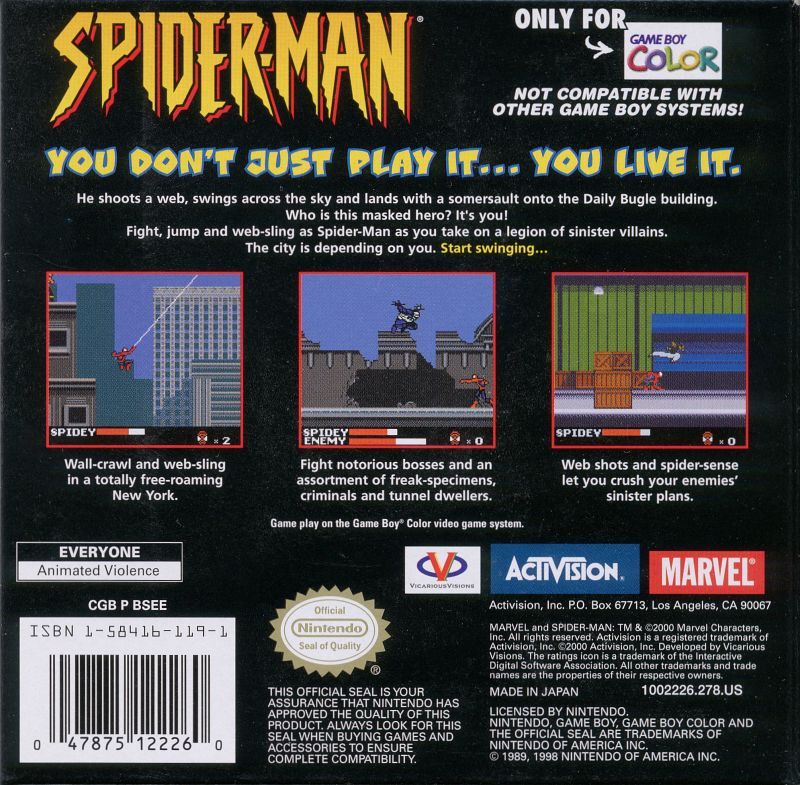 Spider-Man Game Boy Color - Video Game - Used - CaveGamers - Image 2