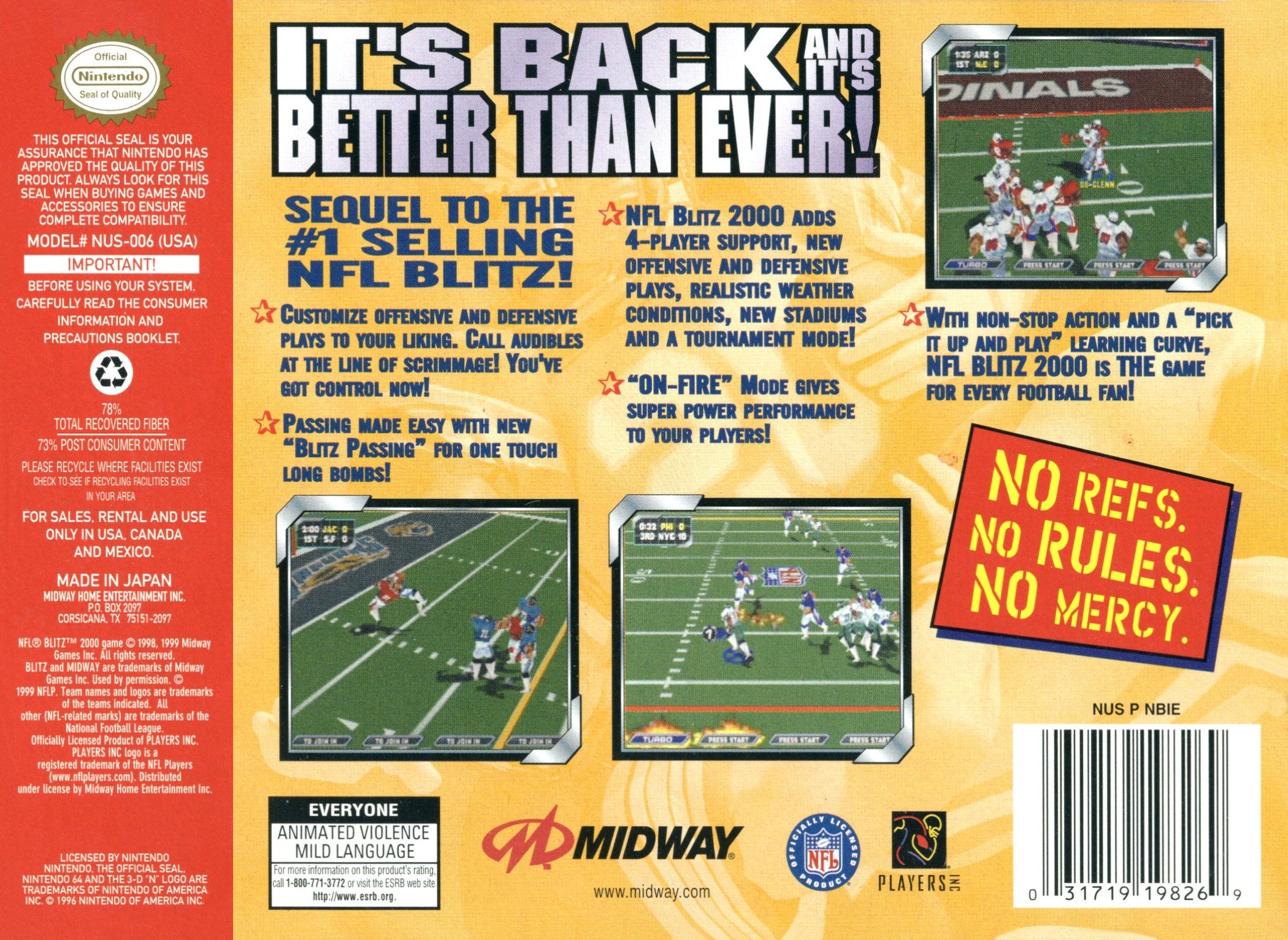 NFL Blitz 2000 N64 - Video Game - Used - CaveGamers - Image 2