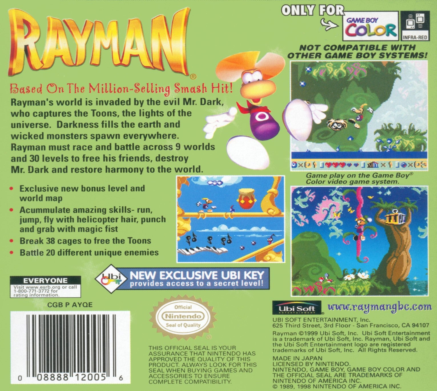 Rayman Game Boy Color - Video Game - Used - CaveGamers - Image 2